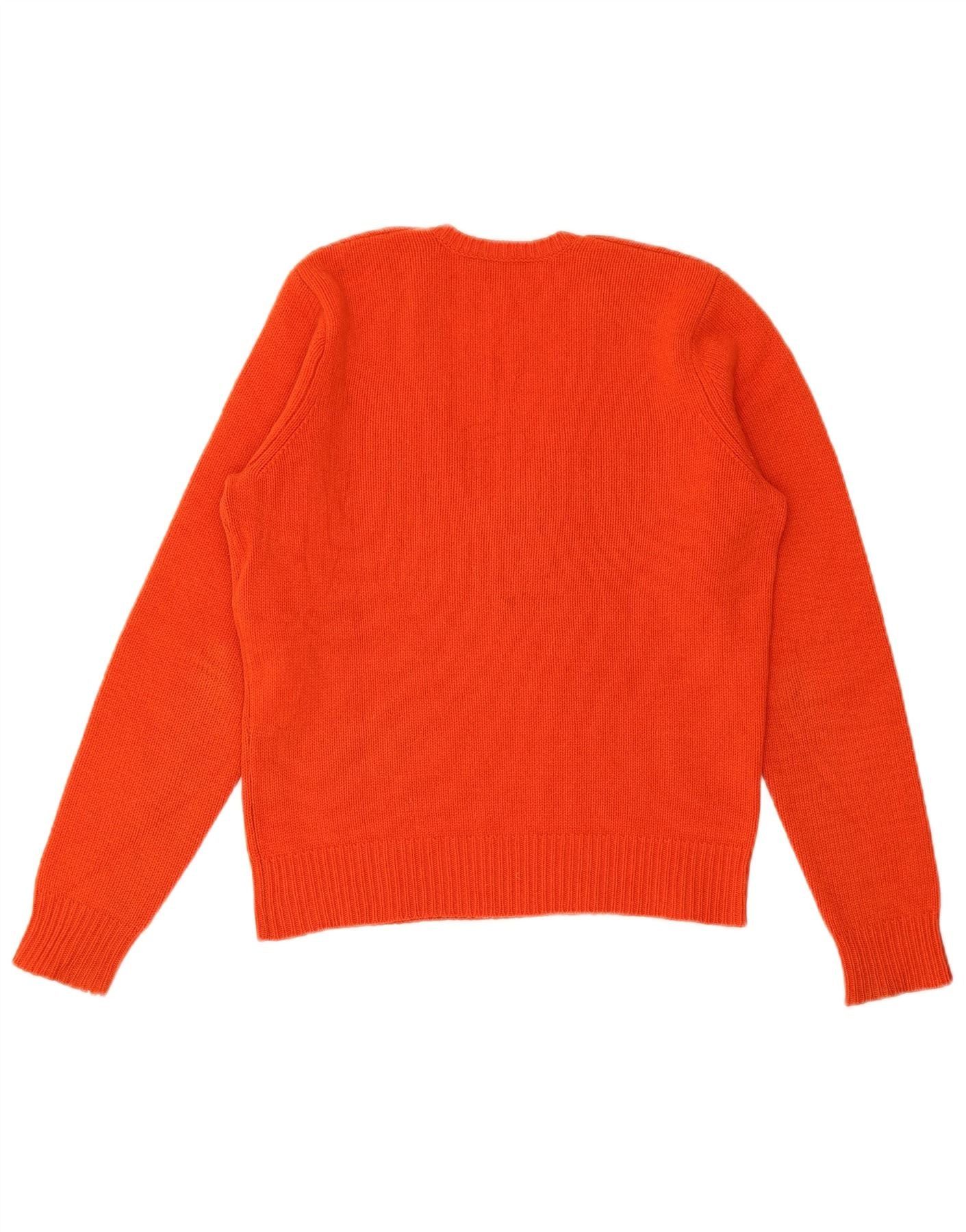 Ralph Lauren Womens V-Neck Jumper Sweater UK 18 XL Orange Wool Size S / US 4 / IT 40 - 2 Thumbnail