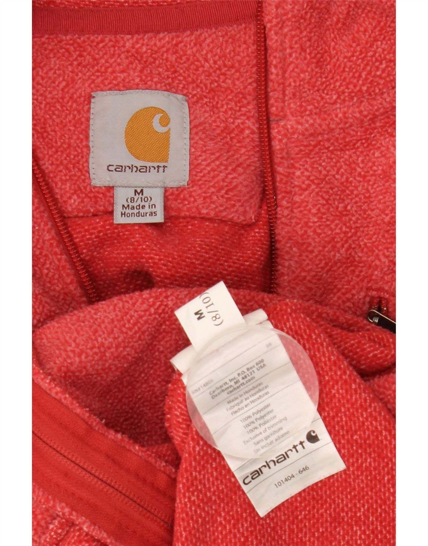 Carhartt Womens Zip Hoodie Sweater US 8/10 Medium Red Flecked Polyest Size S / US 4 / IT 40 - 3 Thumbnail
