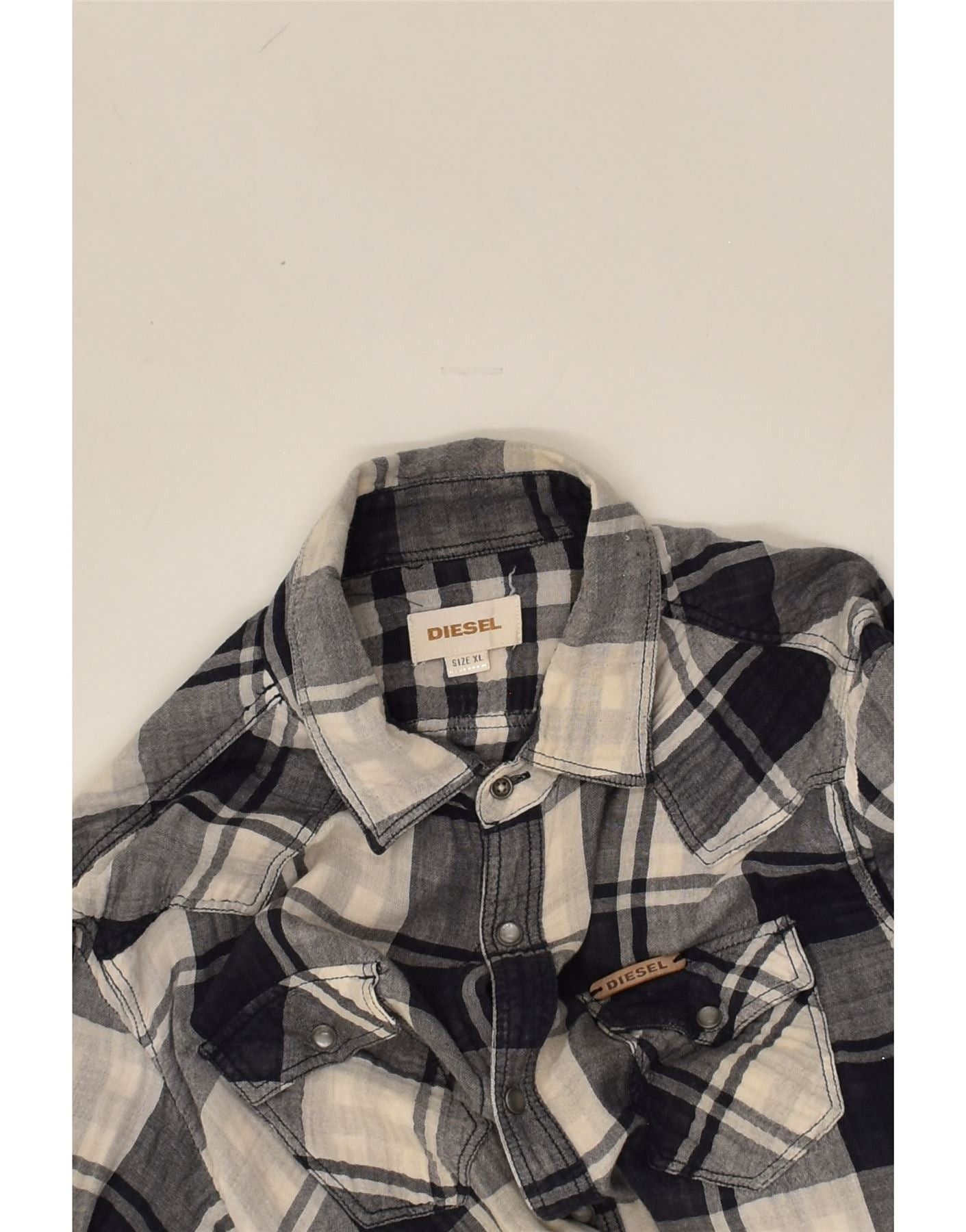 Diesel Boys Shirt 15-16 Years XL Navy Blue Check Cotton Size XL / US 12-14 / IT 48-50 - 4 Thumbnail