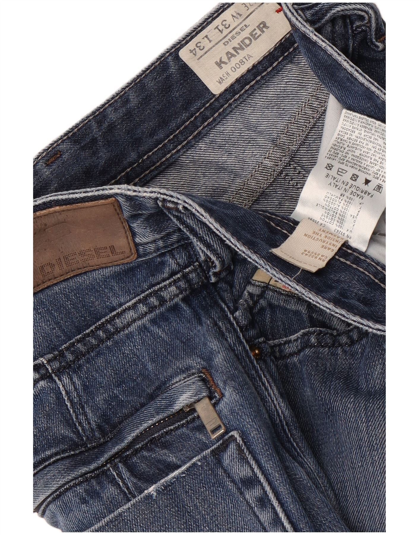 Diesel Mens Kander Straight Jeans W31 L28 Blue Cotton Size US 31 - 3 Thumbnail
