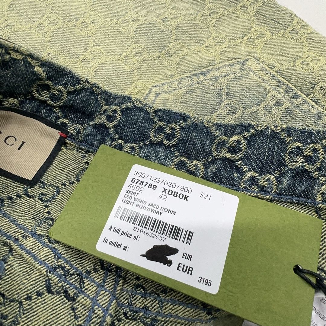 Gucci Gucci GG Jacquard Denim Mini Skirt Size 42 Size 28" / US 6 / IT 42 - 6 Thumbnail