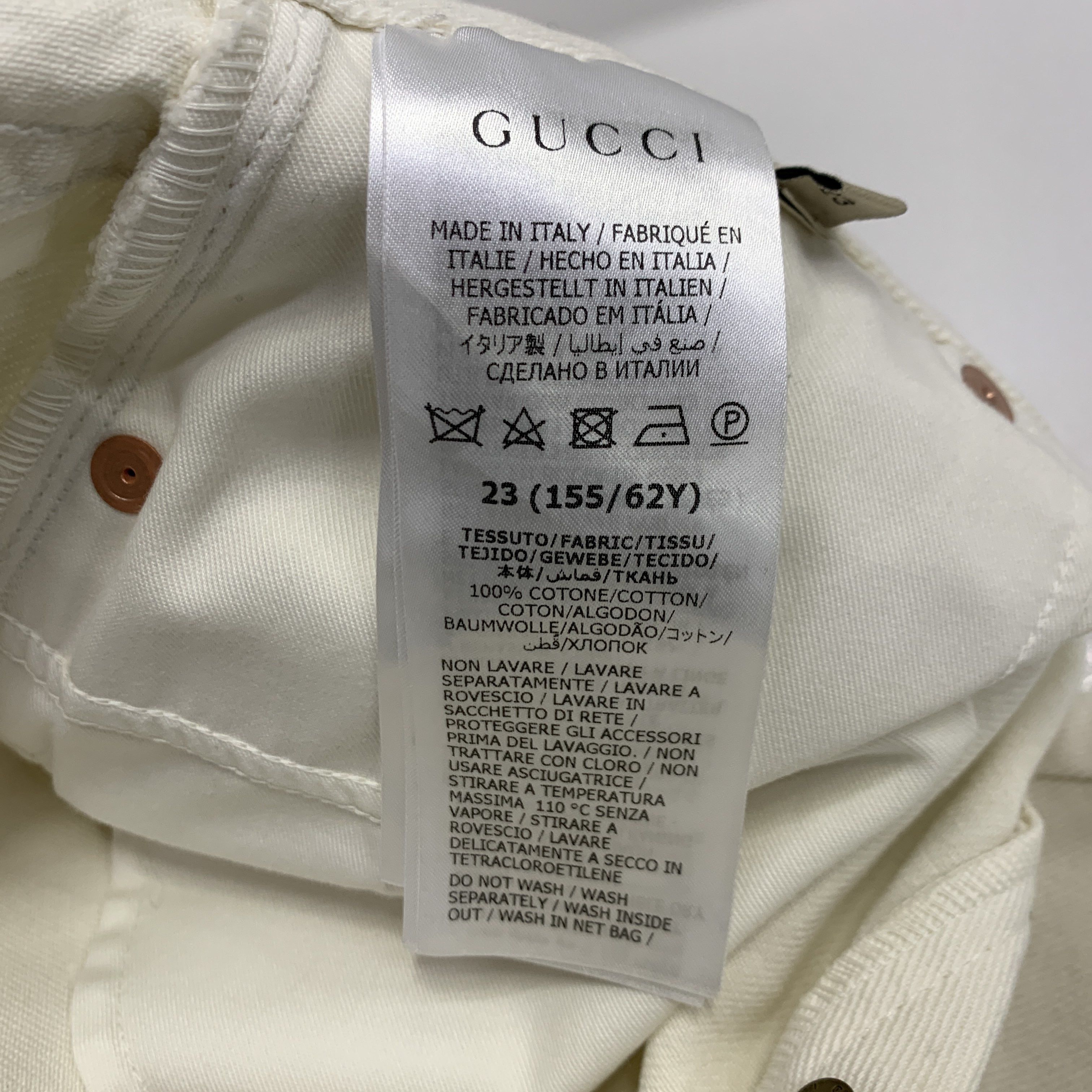 Gucci Gucci White Cotton Pants Size 23 Size 23" - 3 Thumbnail