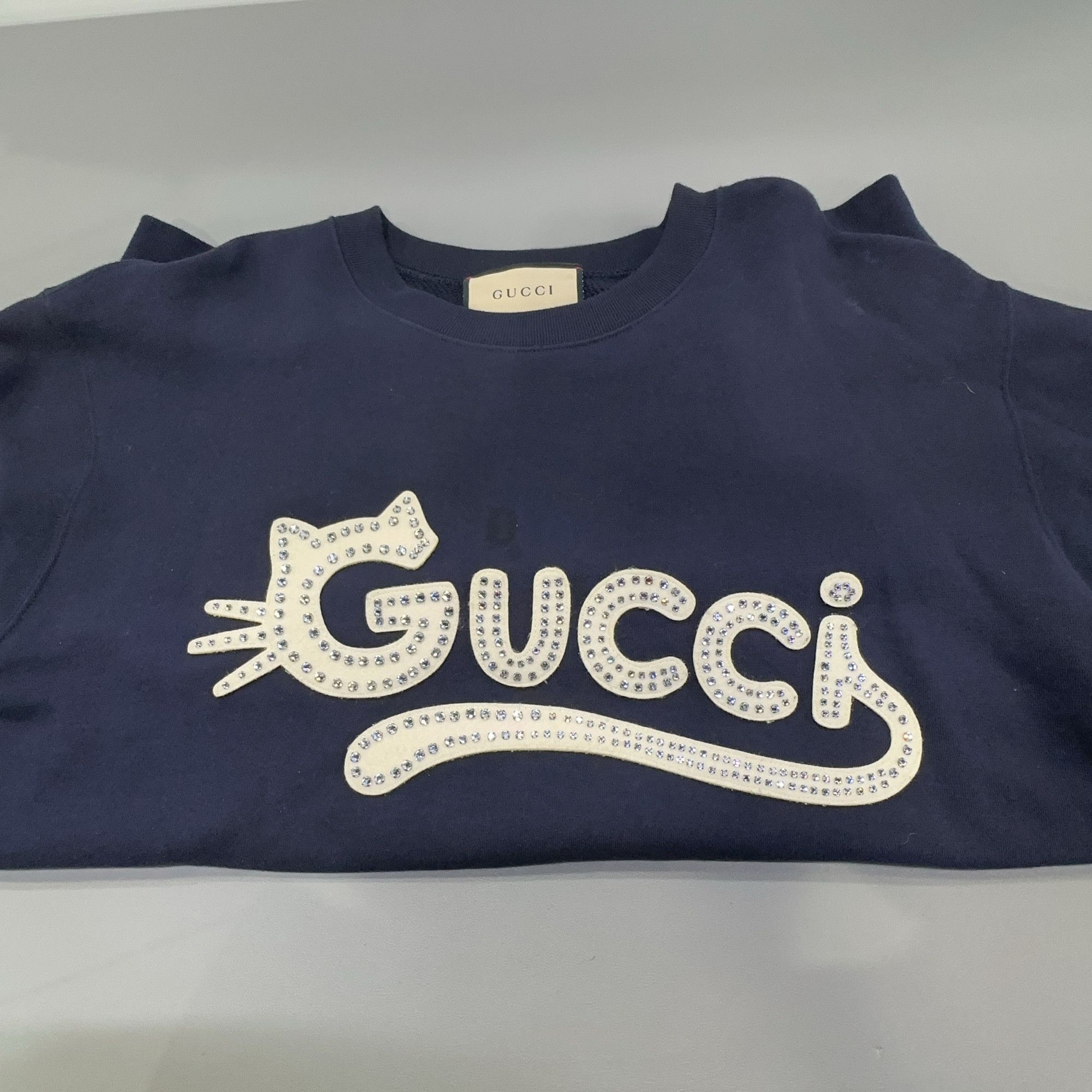 Gucci Gucci Rhinestone Cat Logo Sweatshirt M Size M / US 6-8 / IT 42-44 - 5 Thumbnail