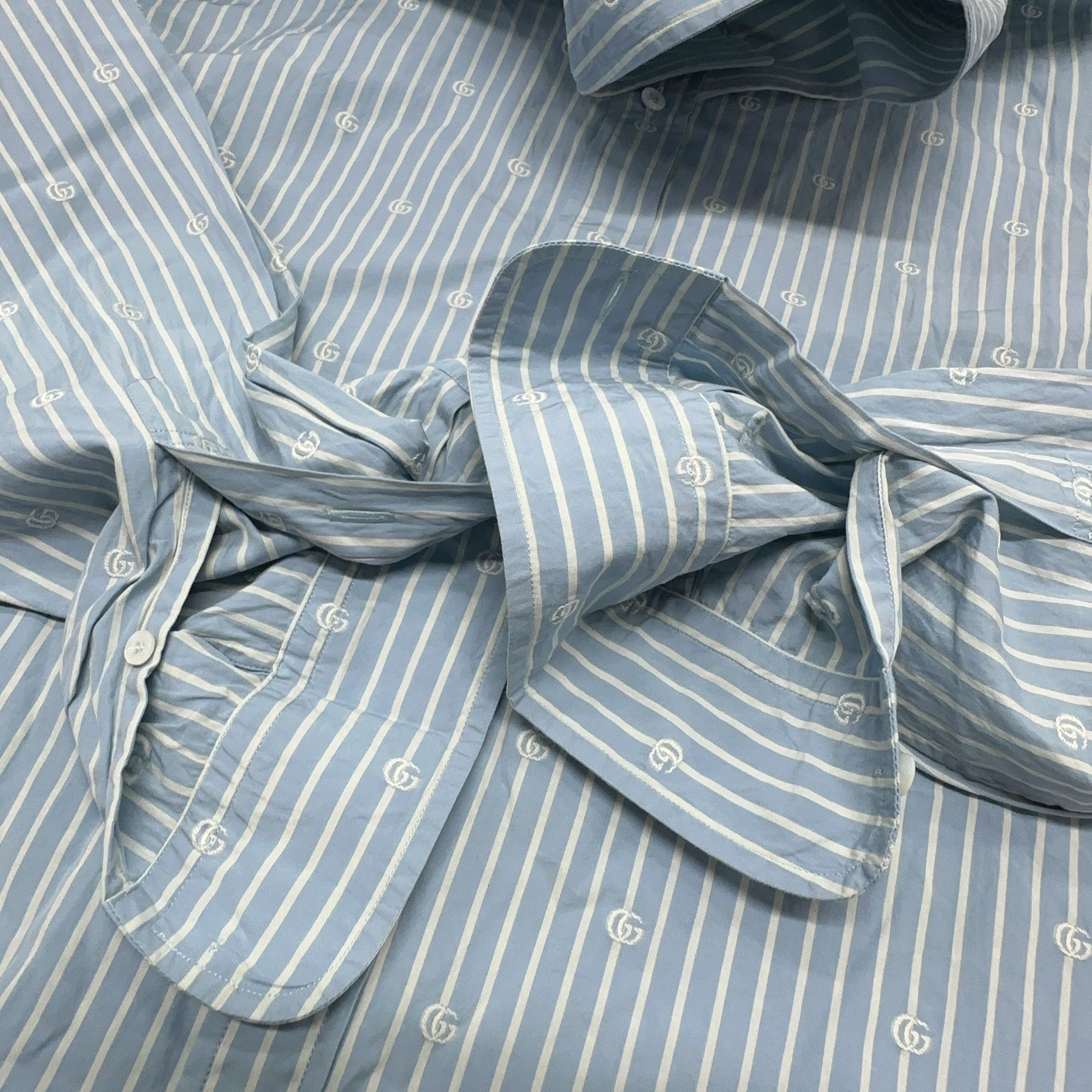 Gucci Gucci GG Striped Button Up Shirt Size L Size US L / EU 52-54 / 3 - 9 Thumbnail