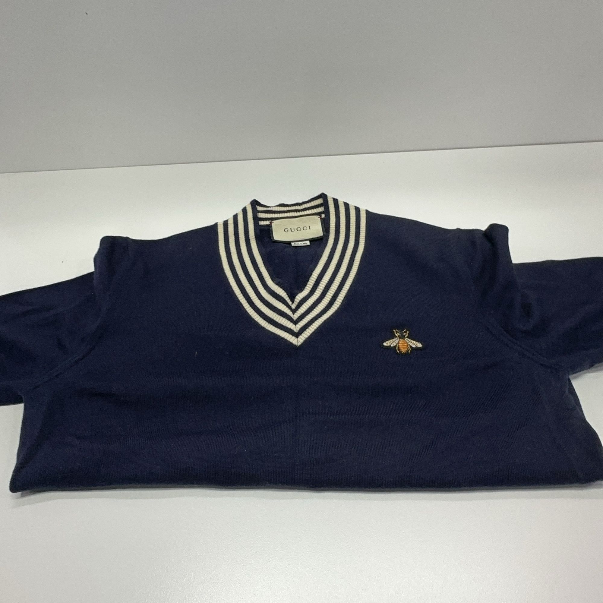 Gucci Gucci Bee V-Neck Knit Sweater Size L Size US L / EU 52-54 / 3 - 12 Thumbnail