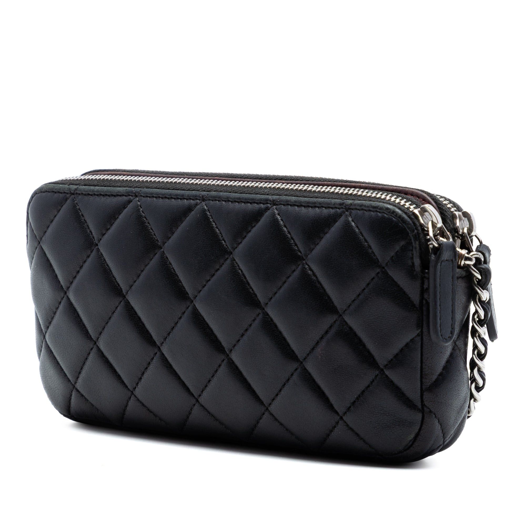 Chanel CC Quilted Lambskin Double Zip Clutch With Chain Size ONE SIZE - 2 Thumbnail