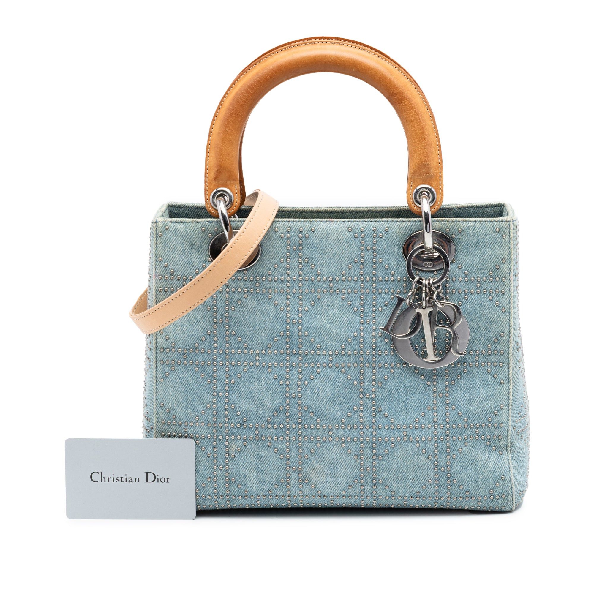Dior Medium Denim Cannage Studded Lady Dior Size ONE SIZE - 7 Thumbnail