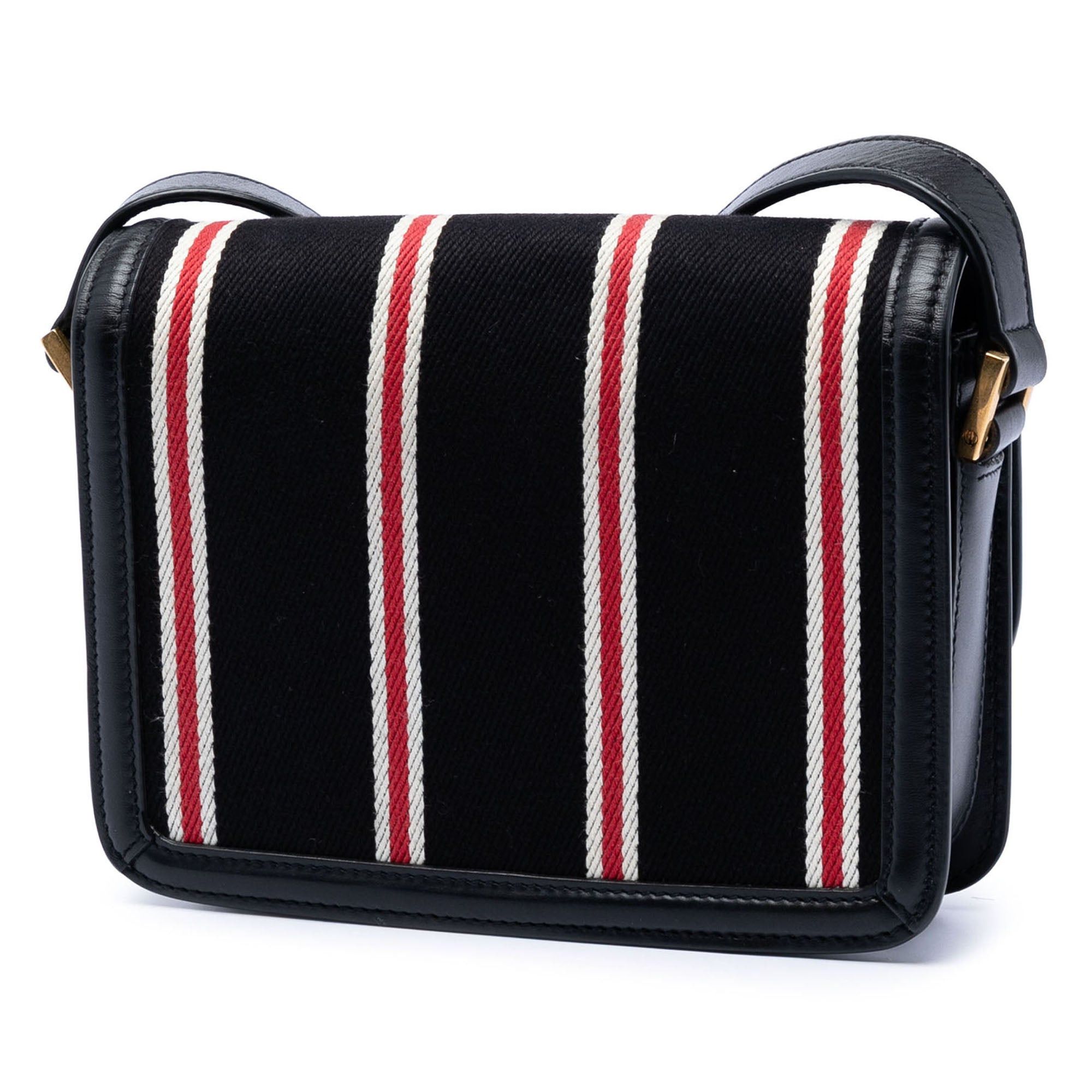Saint Laurent Paris Small Canvas Striped Solferino Satchel In Box Size ONE SIZE - 2 Thumbnail