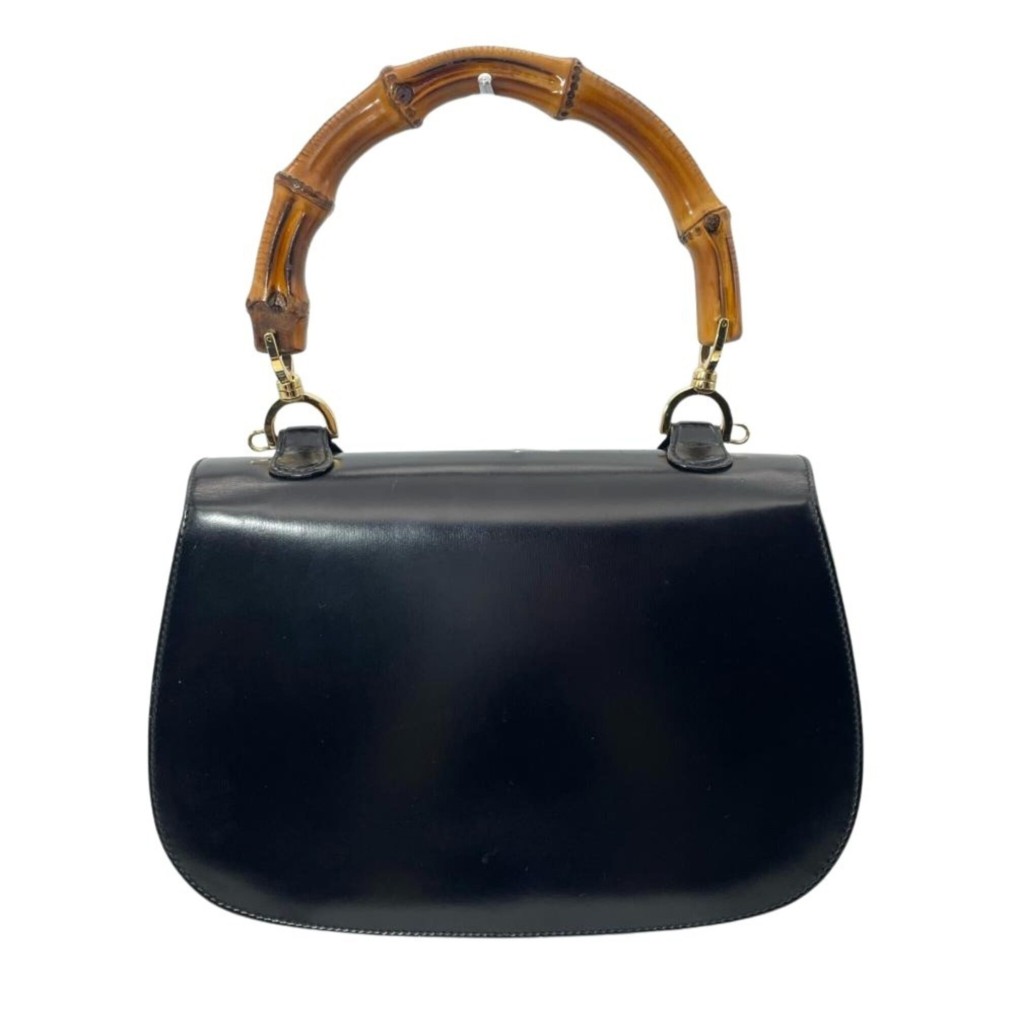 Gucci Gucci Bamboo Handbag, Leather, 000 2684 0633, Black, Gold Hardware, Women's Size ONE SIZE - 2 Thumbnail