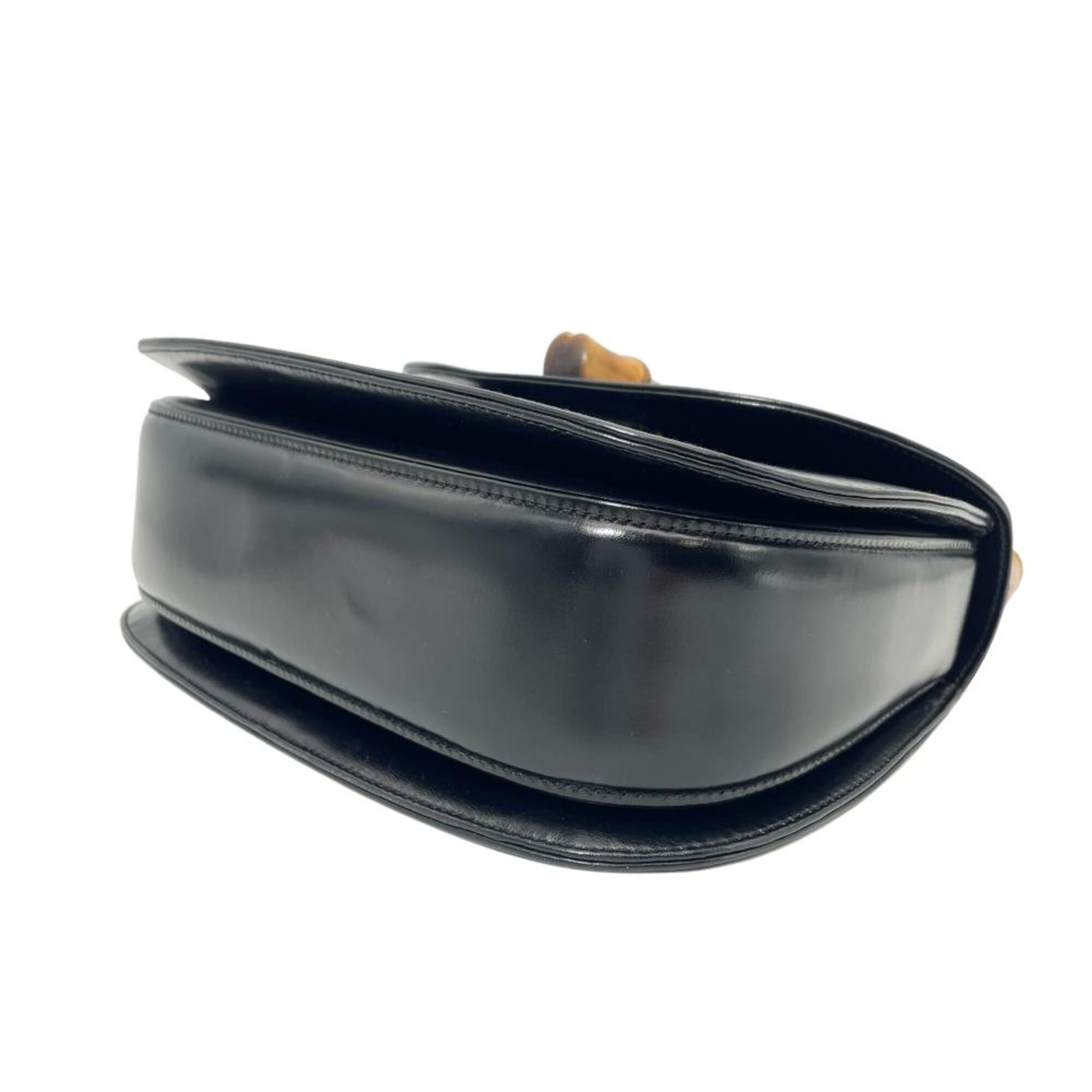 Gucci Gucci Bamboo Handbag, Leather, 000 2684 0633, Black, Gold Hardware, Women's Size ONE SIZE - 4 Thumbnail