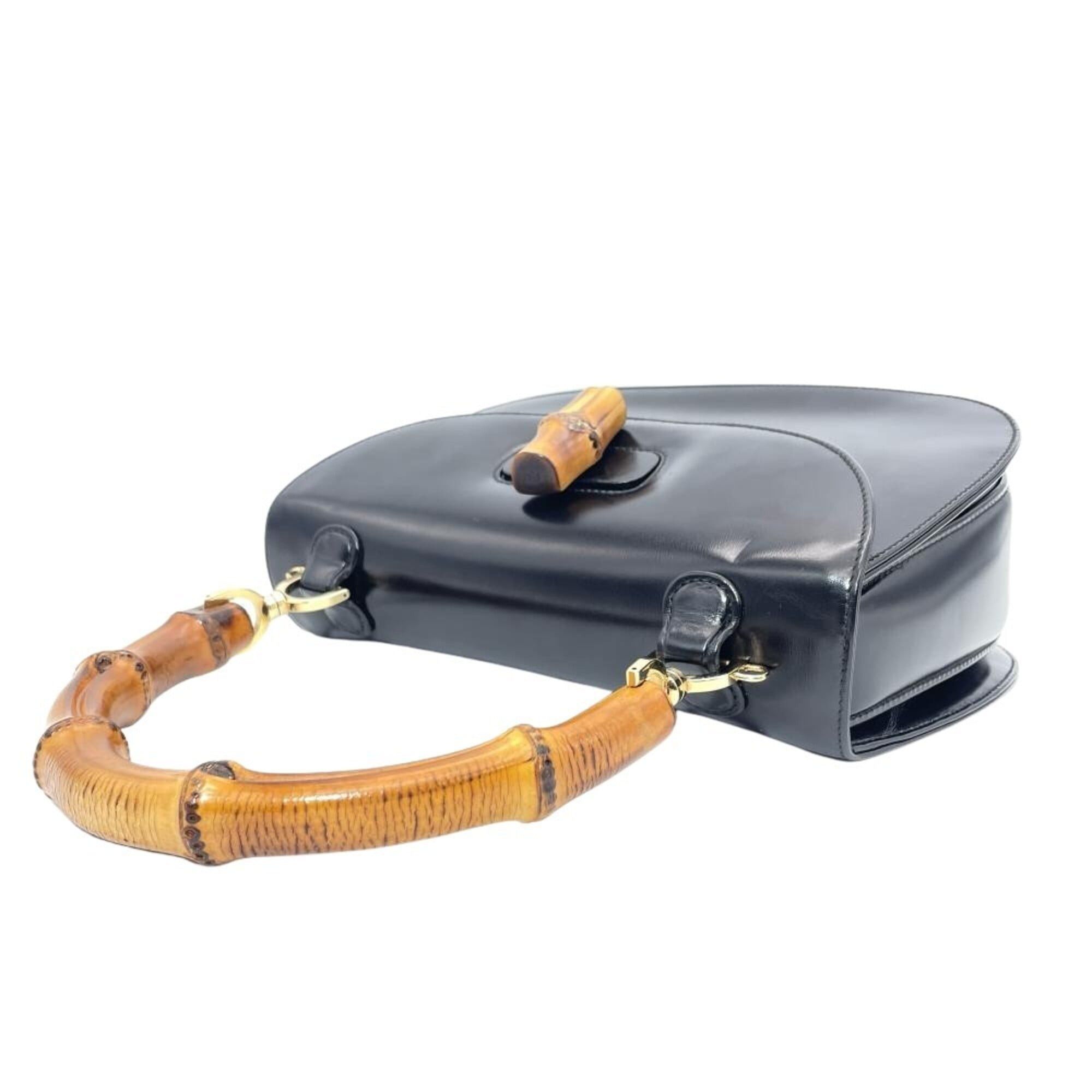 Gucci Gucci Bamboo Handbag, Leather, 000 2684 0633, Black, Gold Hardware, Women's Size ONE SIZE - 3 Thumbnail