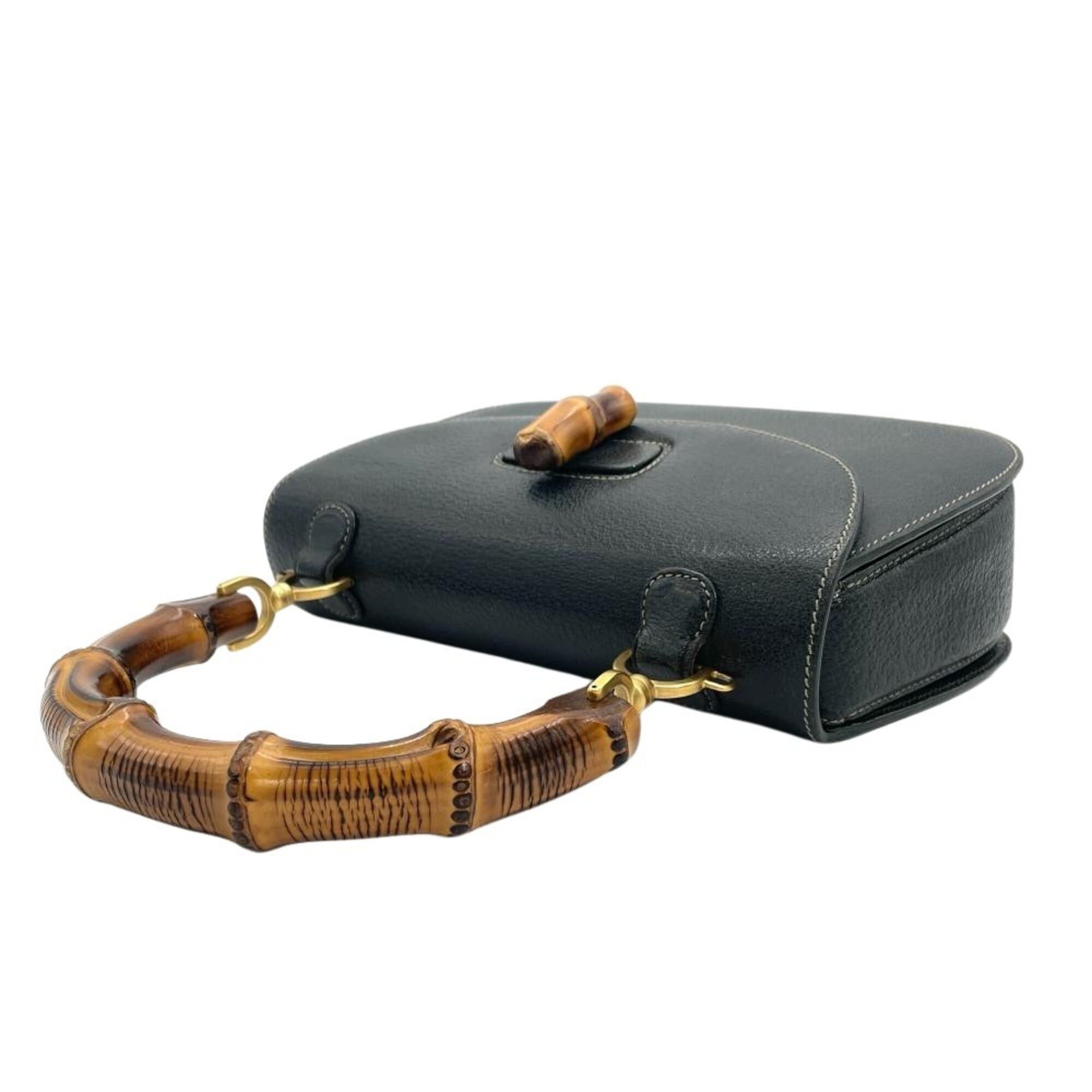 Gucci Gucci Bamboo Handbag, Leather, 000 29 0633, Green, Gold Hardware, Women's Size ONE SIZE - 3 Thumbnail