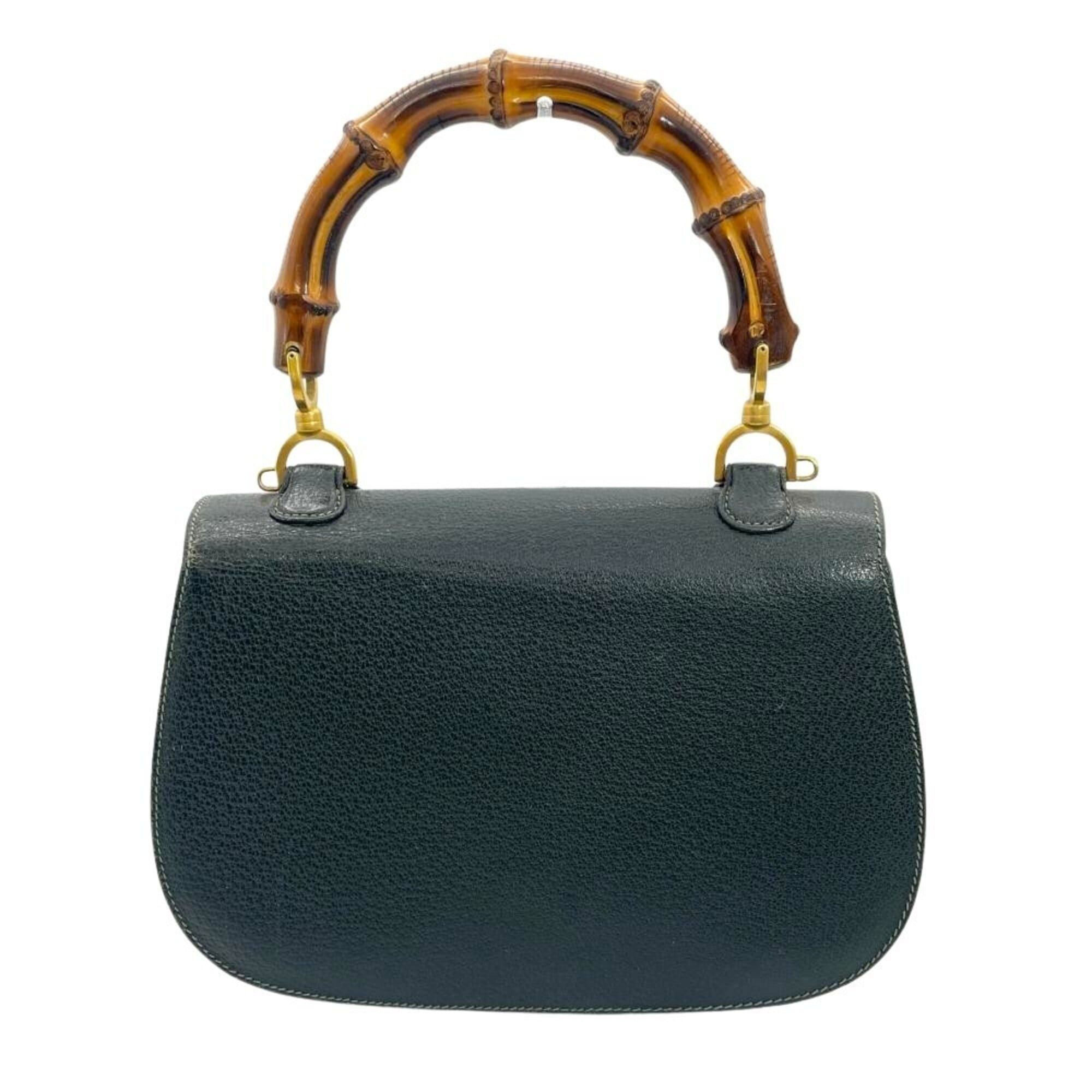 Gucci Gucci Bamboo Handbag, Leather, 000 29 0633, Green, Gold Hardware, Women's Size ONE SIZE - 2 Thumbnail