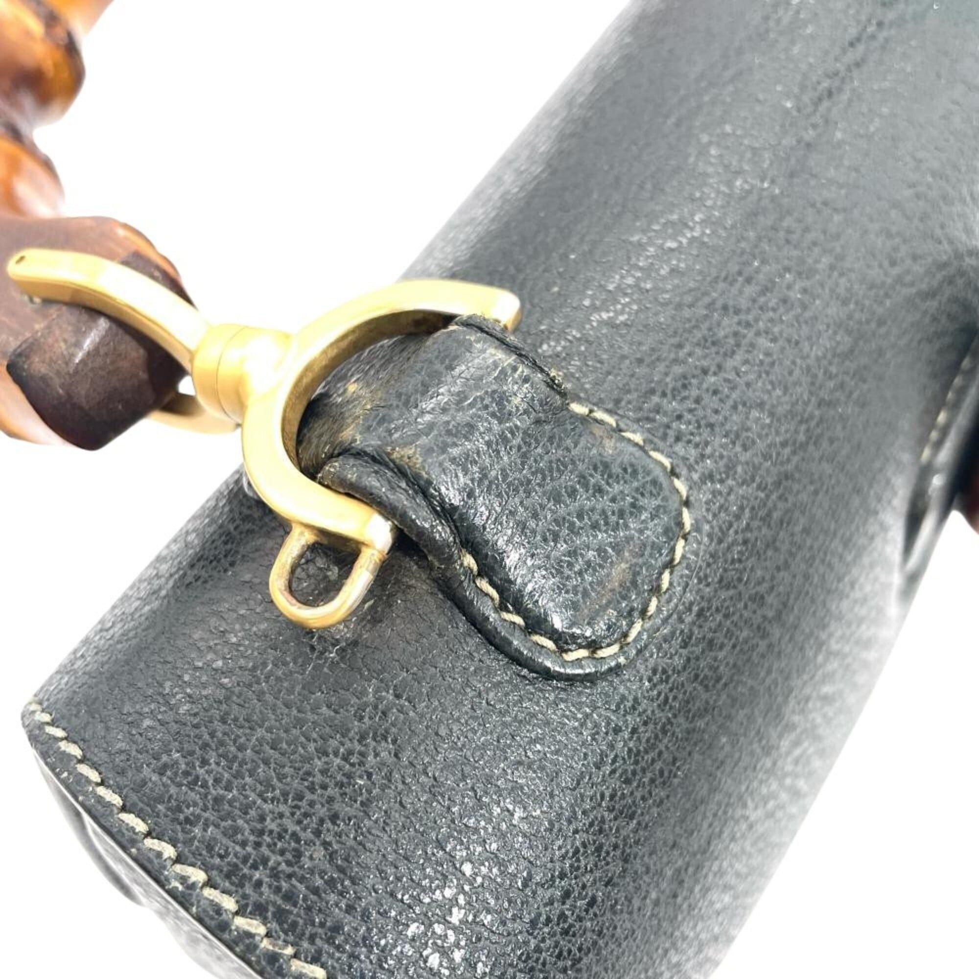 Gucci Gucci Bamboo Handbag, Leather, 000 29 0633, Green, Gold Hardware, Women's Size ONE SIZE - 9 Thumbnail