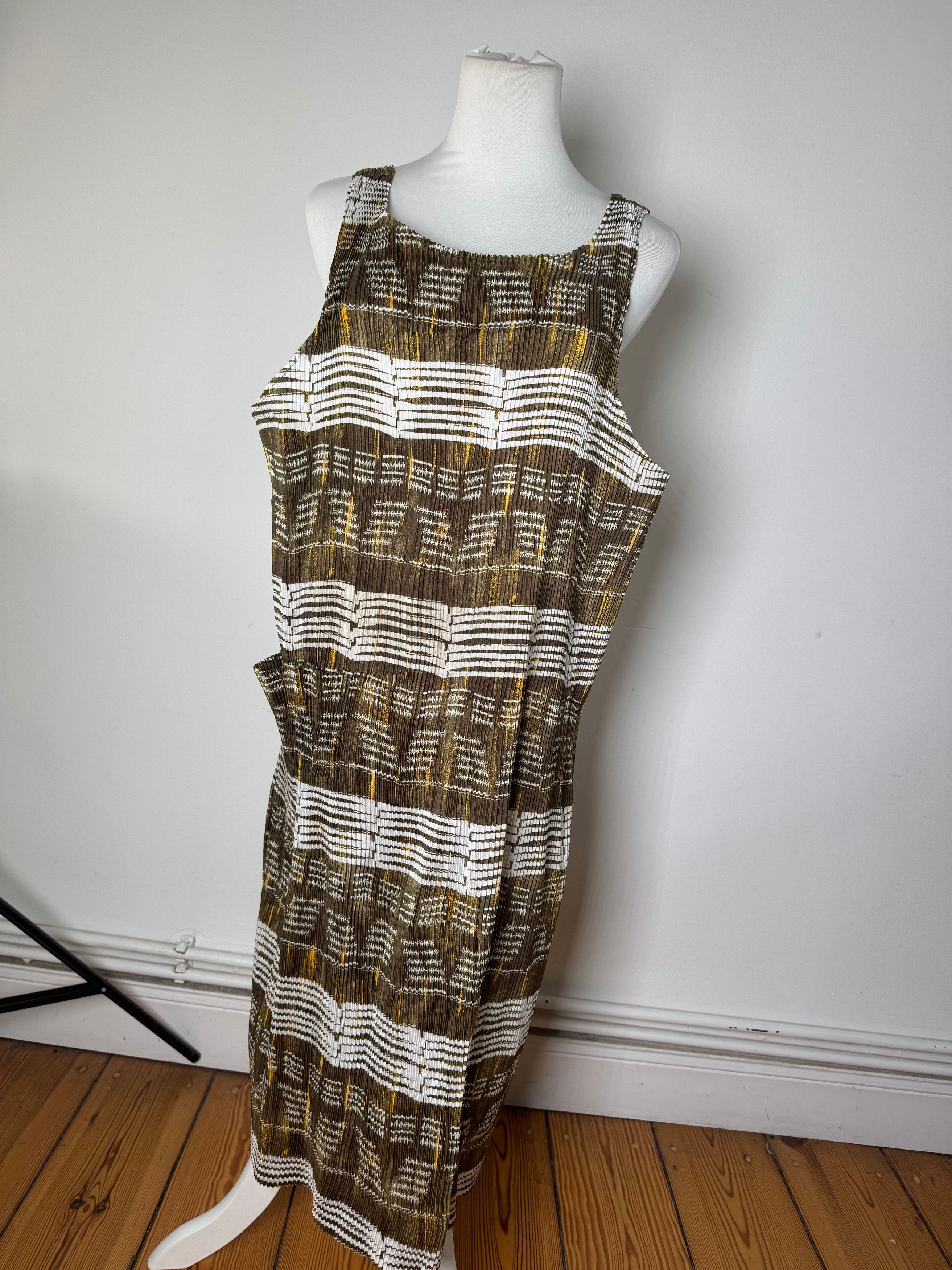 Issey Miyake Vintage Pleats Please Sleeveless Dress Olive Abstract Print Size M / US 6-8 / IT 42-44 - 12 Thumbnail