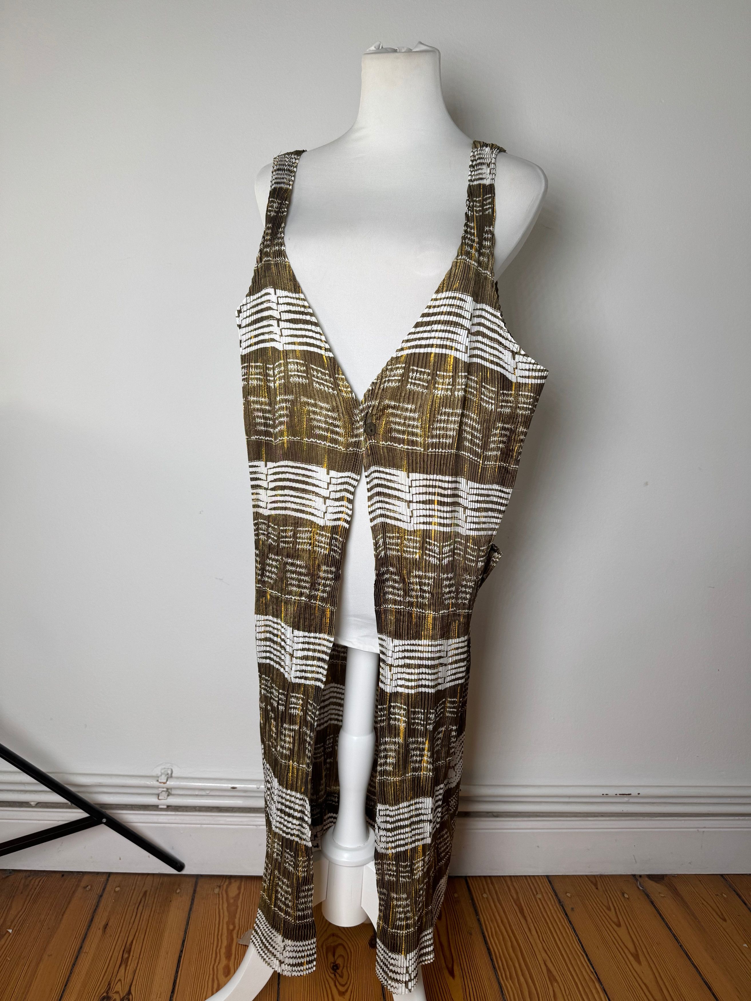 Issey Miyake Vintage Pleats Please Sleeveless Dress Olive Abstract Print Size M / US 6-8 / IT 42-44 - 10 Thumbnail