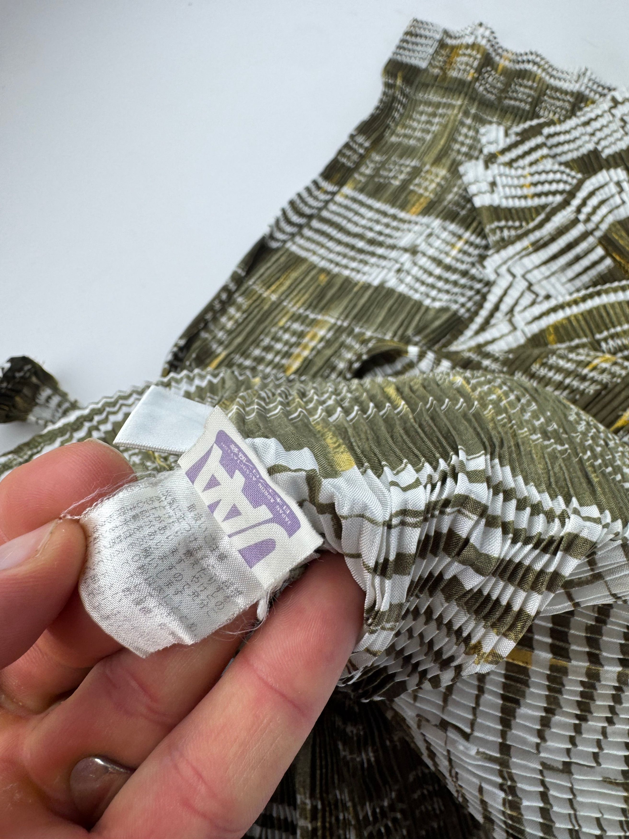 Issey Miyake Vintage Pleats Please Sleeveless Dress Olive Abstract Print Size M / US 6-8 / IT 42-44 - 6 Thumbnail