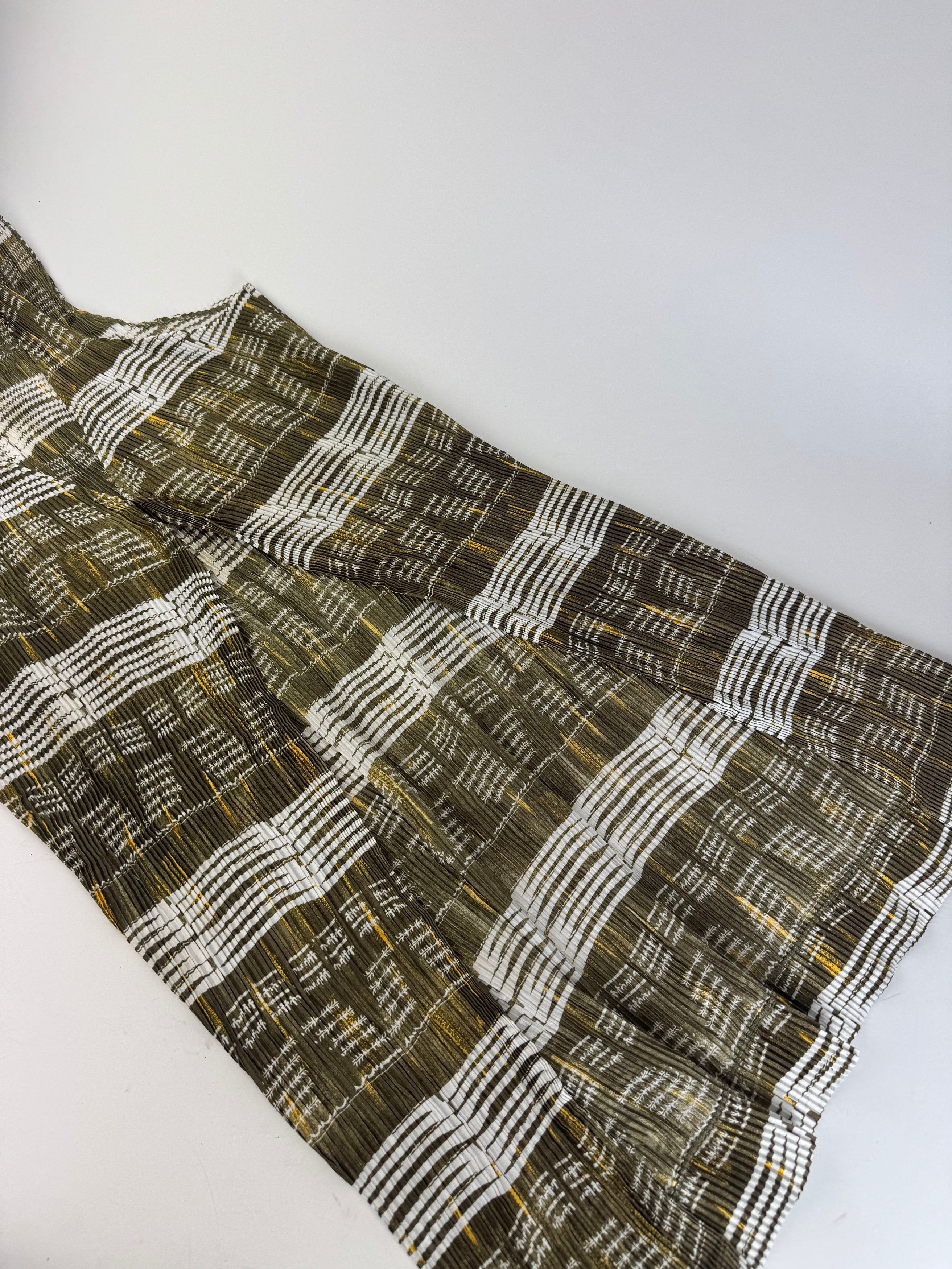 Issey Miyake Vintage Pleats Please Sleeveless Dress Olive Abstract Print Size M / US 6-8 / IT 42-44 - 9 Thumbnail