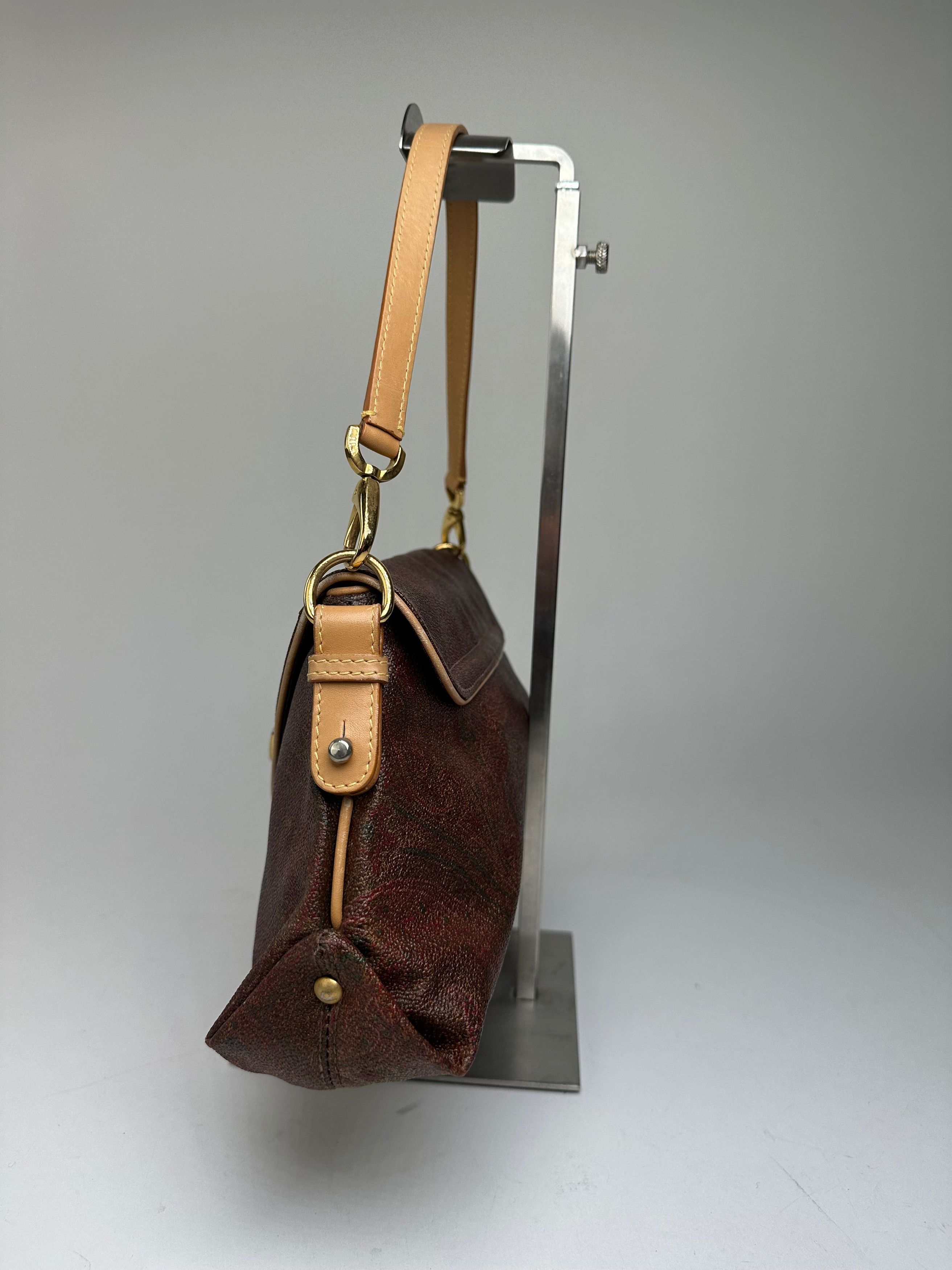 Etro Vintage Paisley Canvas Flap Shoulder Bag Burgundy Size ONE SIZE - 4 Thumbnail