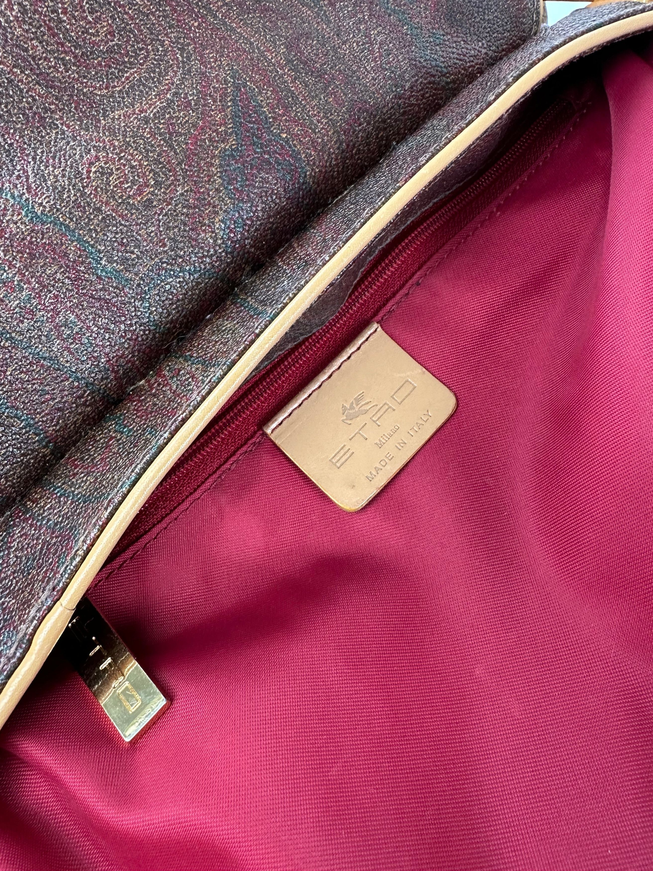 Etro Vintage Paisley Canvas Flap Shoulder Bag Burgundy Size ONE SIZE - 8 Thumbnail