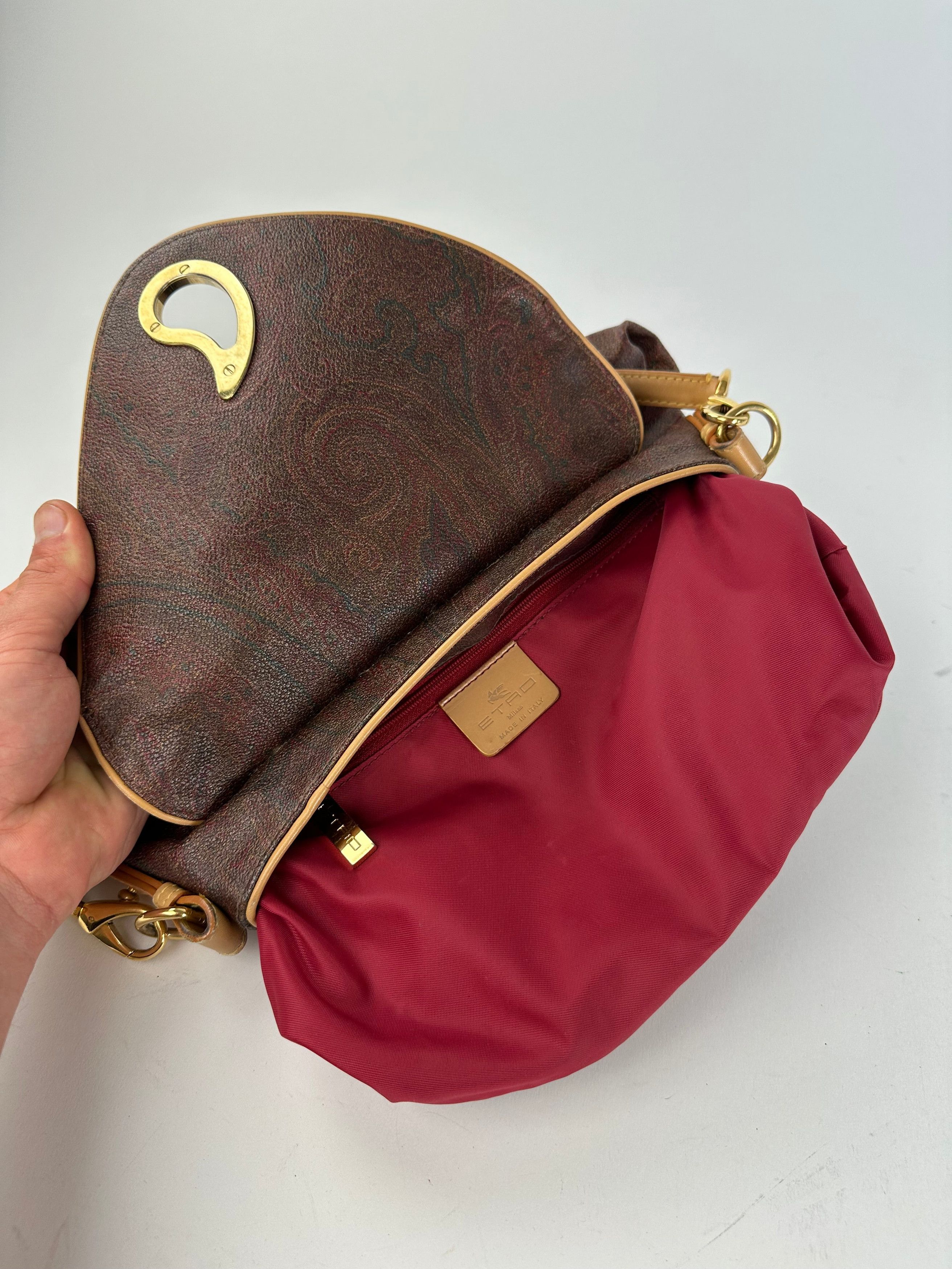 Etro Vintage Paisley Canvas Flap Shoulder Bag Burgundy Size ONE SIZE - 3 Thumbnail