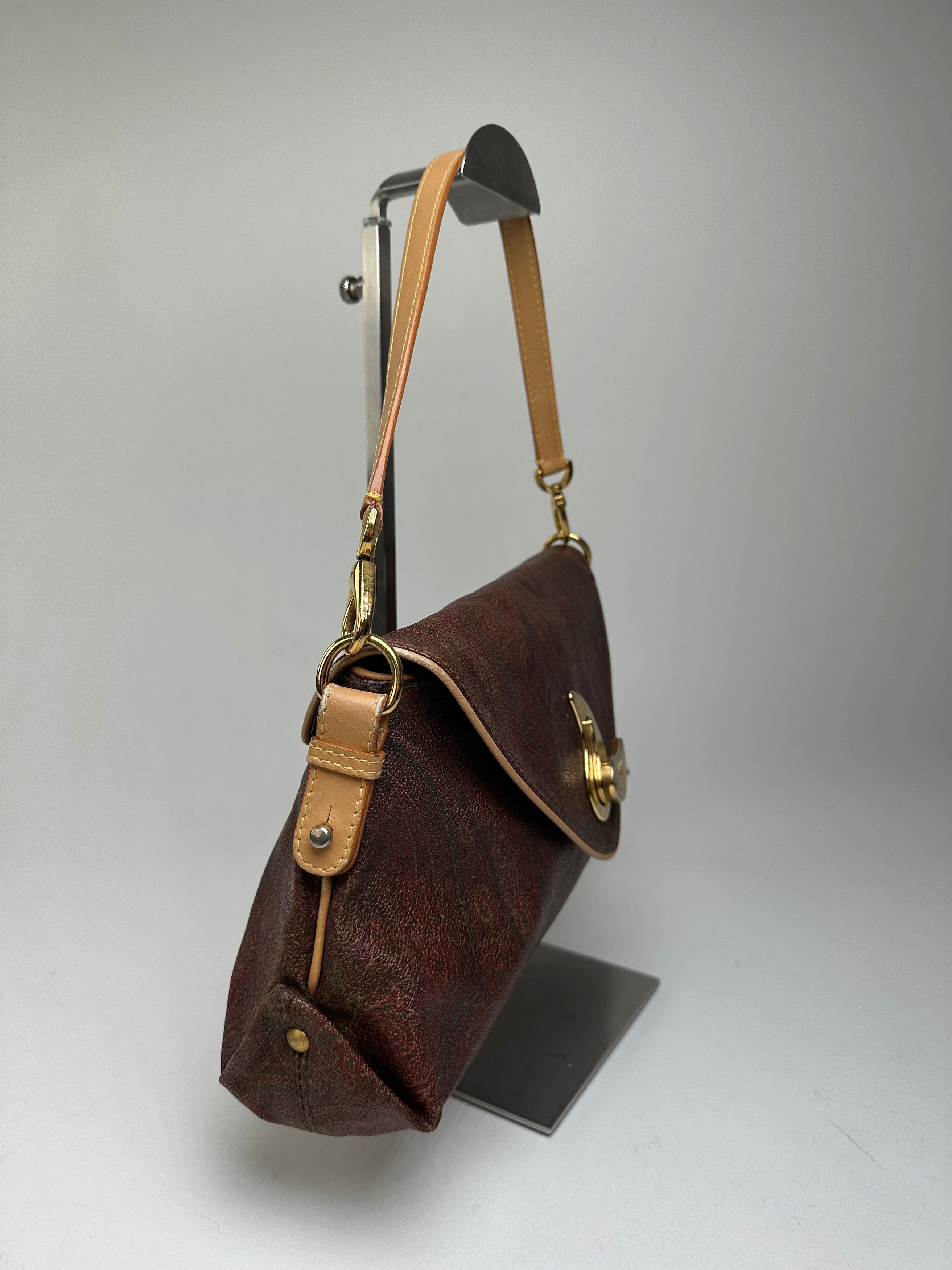 Etro Vintage Paisley Canvas Flap Shoulder Bag Burgundy Size ONE SIZE - 7 Thumbnail