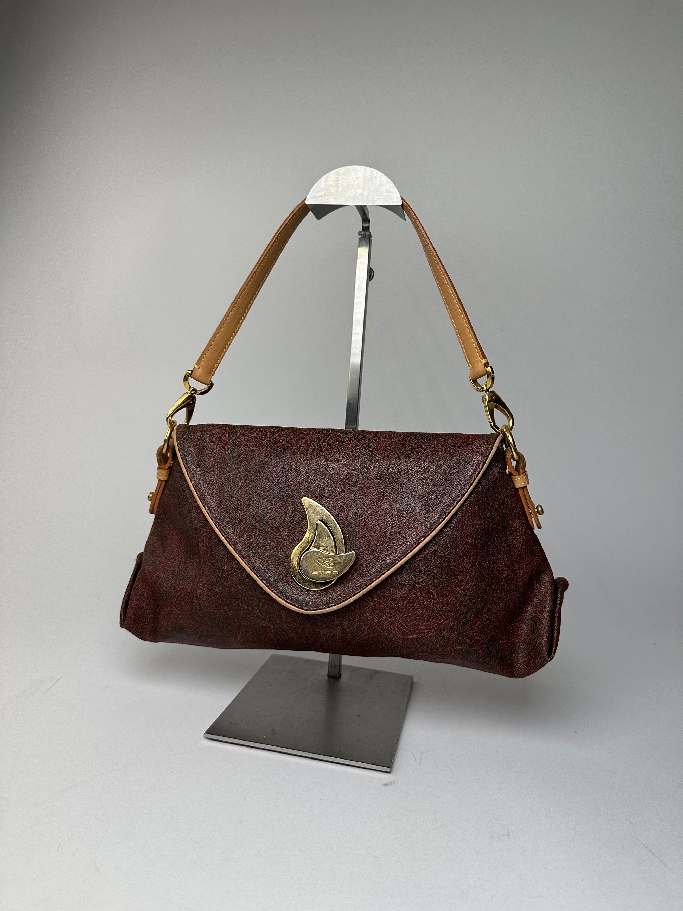 Etro Vintage Paisley Canvas Flap Shoulder Bag Burgundy Size ONE SIZE - 6 Thumbnail