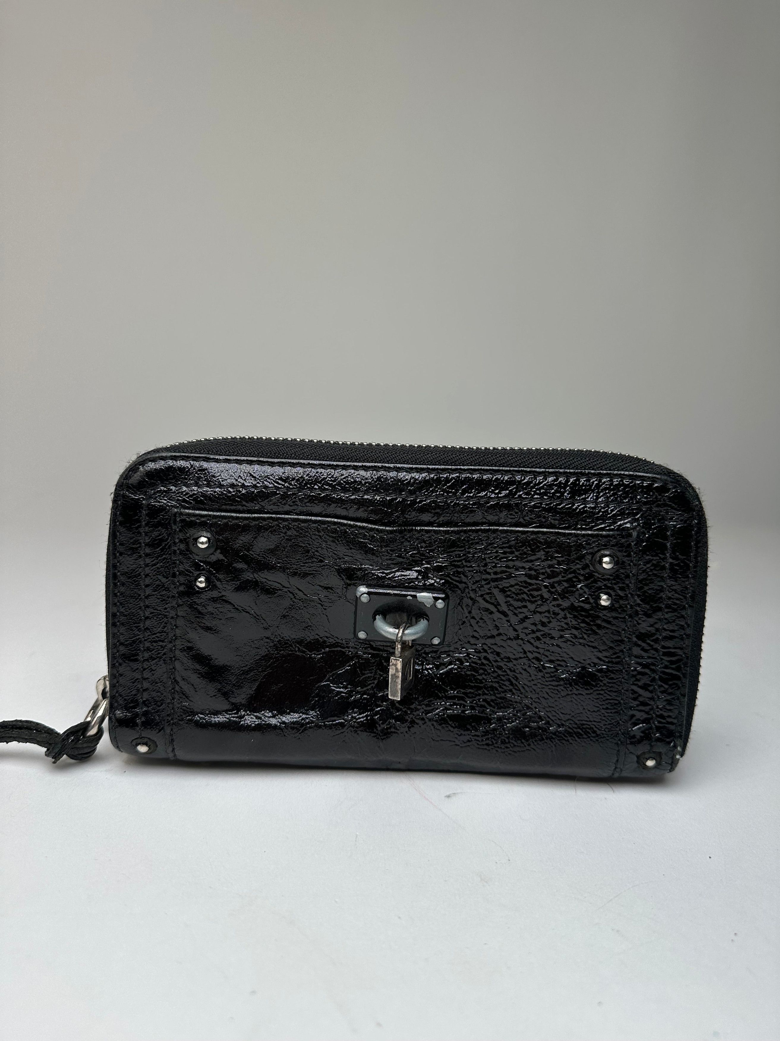 Chloe Vintage Patent Leather Zip-Around Continental Wallet Black Size ONE SIZE - 7 Thumbnail