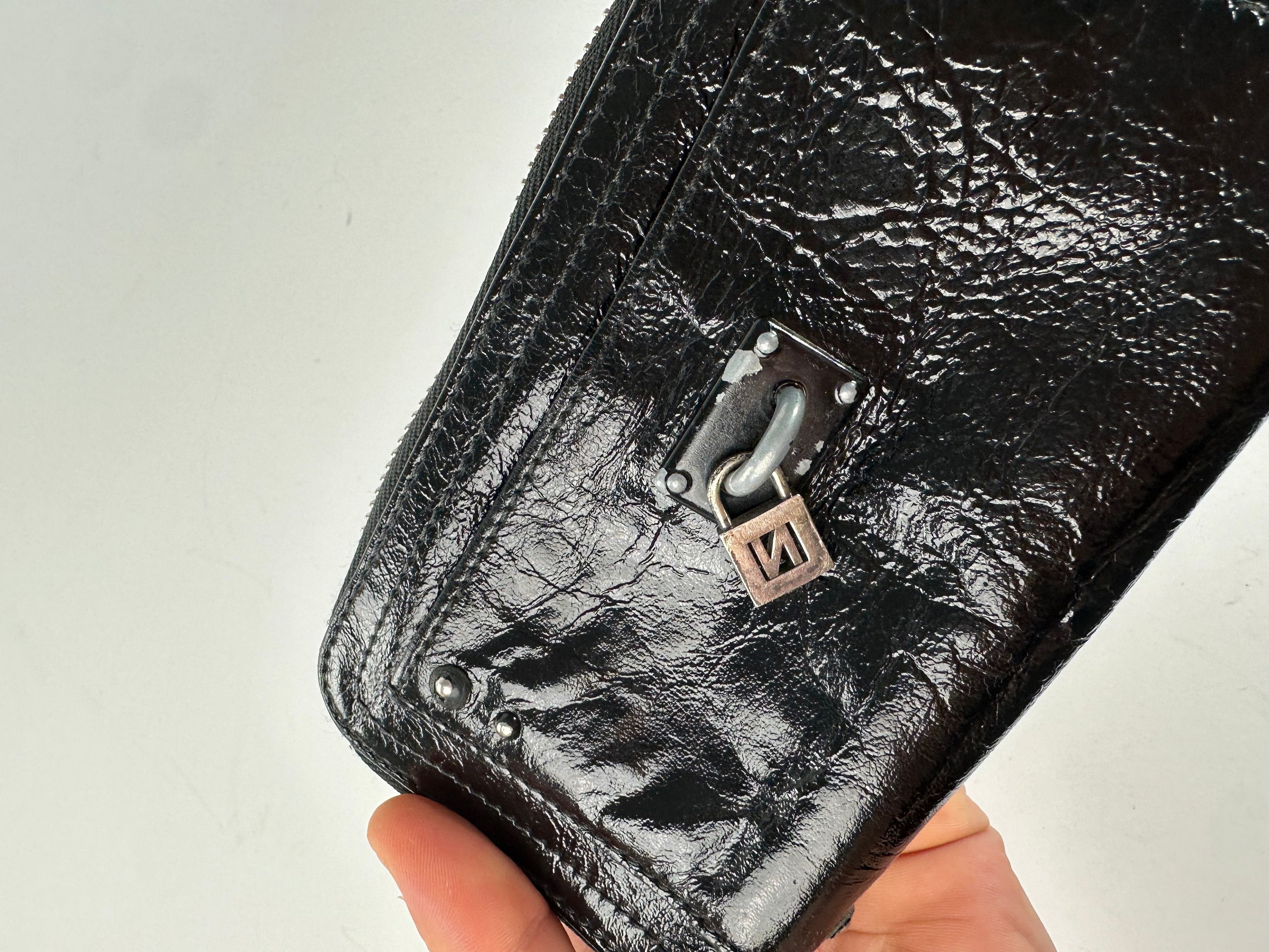 Chloe Vintage Patent Leather Zip-Around Continental Wallet Black Size ONE SIZE - 5 Thumbnail
