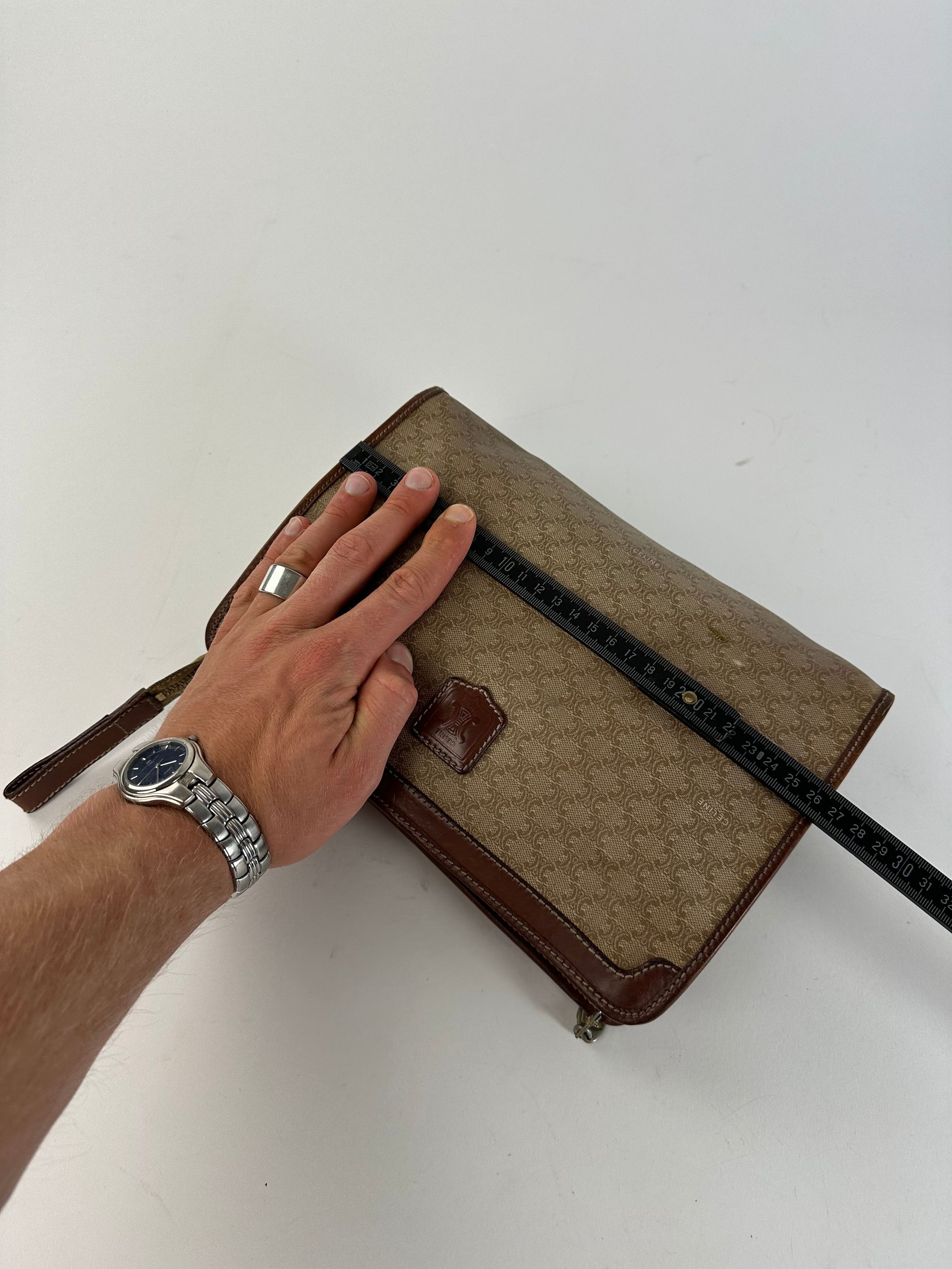 Celine Vintage Macadam Canvas Clutch Bag Beige Size ONE SIZE - 8 Thumbnail