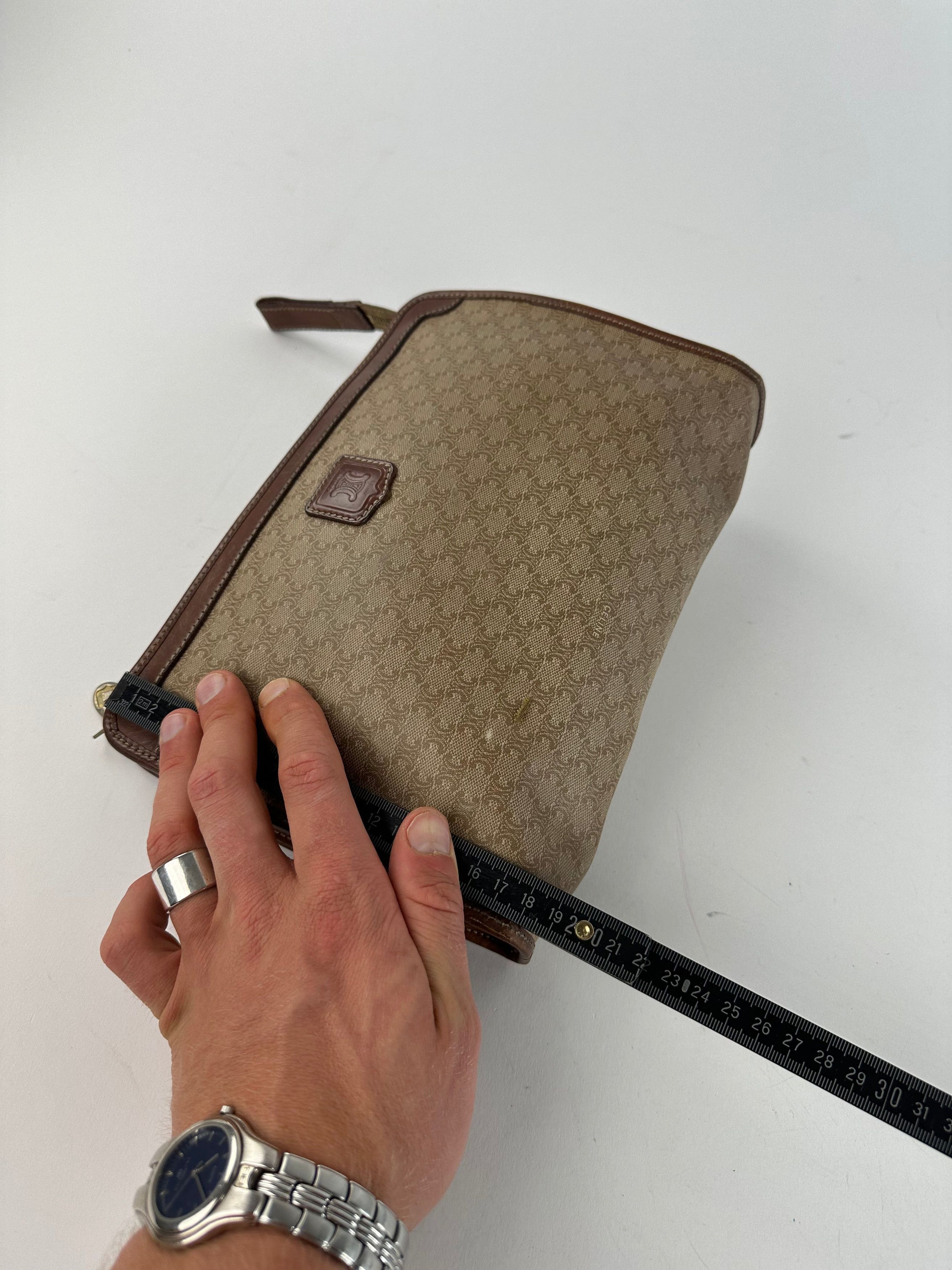 Celine Vintage Macadam Canvas Clutch Bag Beige Size ONE SIZE - 9 Thumbnail