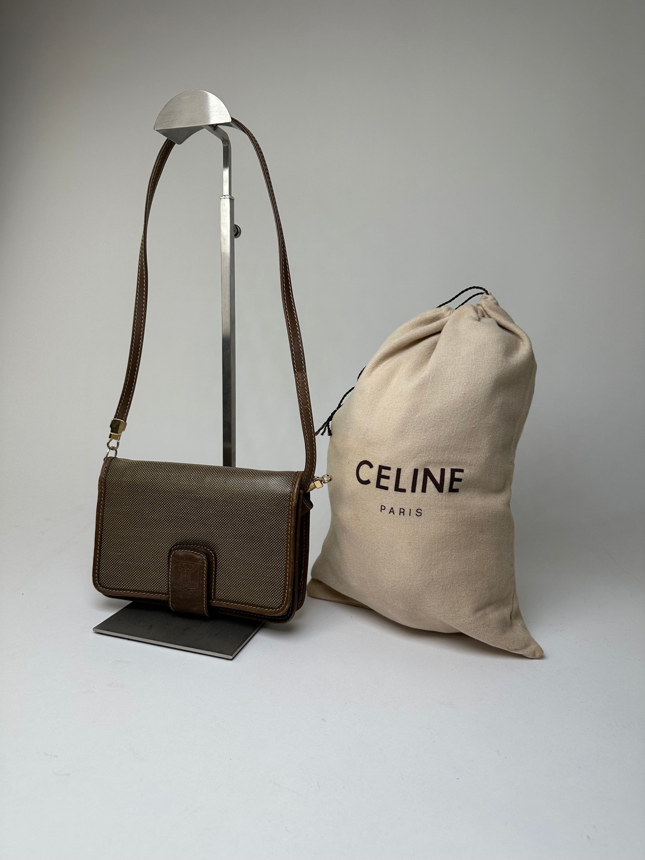 Celine Vintage Coated Canvas Crossbody Flap Bag Brown Size ONE SIZE - 15 Thumbnail