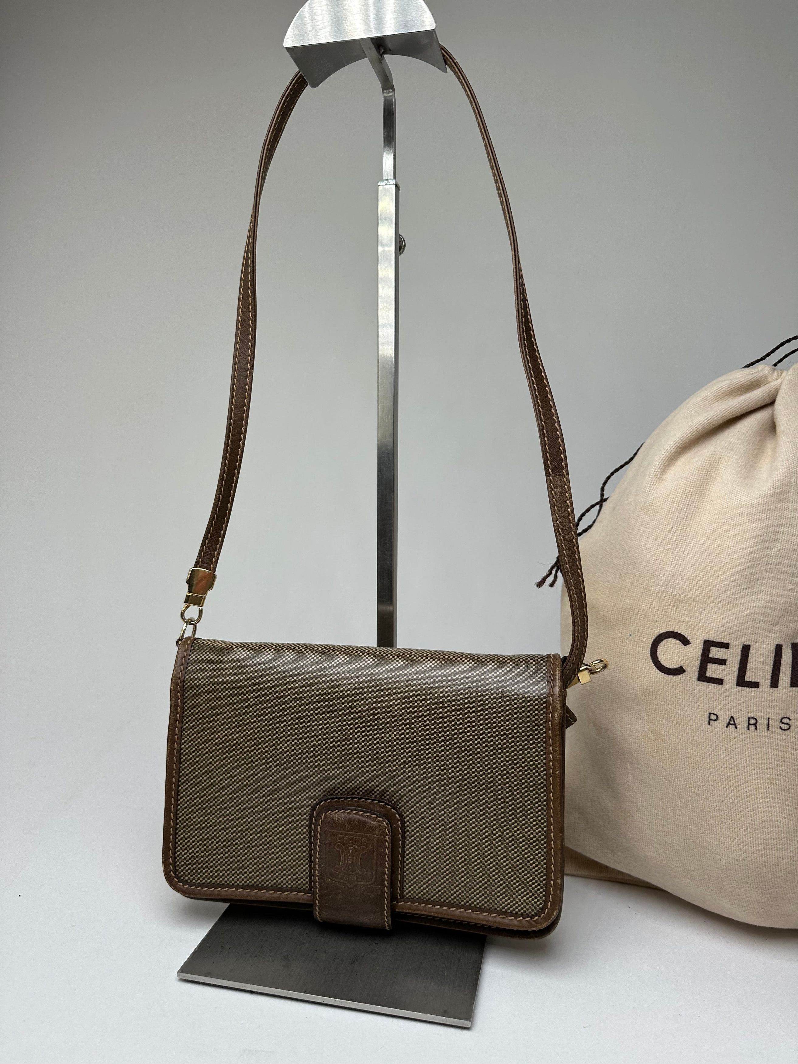 Celine Vintage Coated Canvas Crossbody Flap Bag Brown Size ONE SIZE - 8 Thumbnail