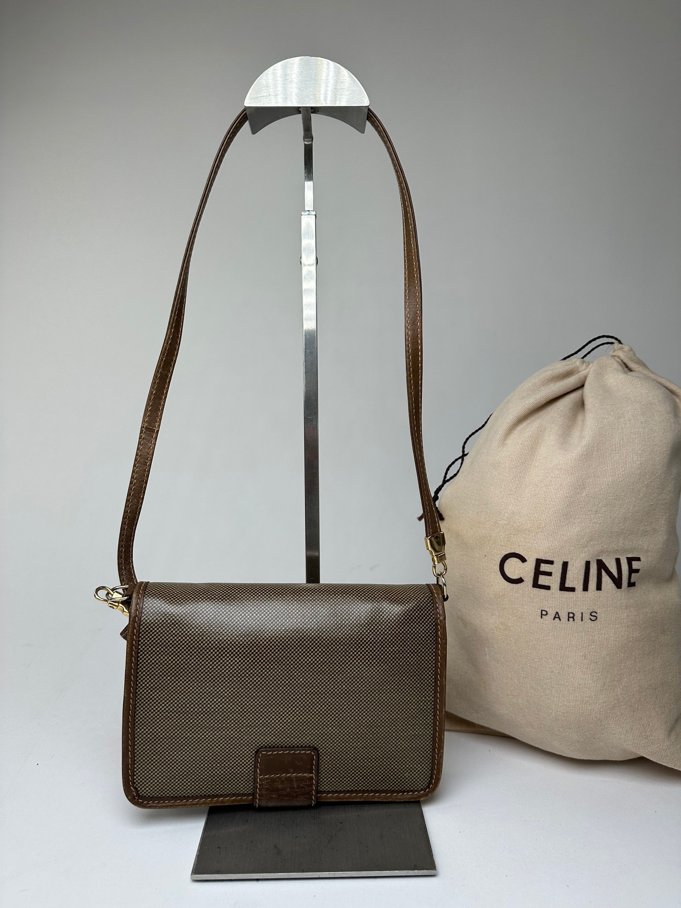 Celine Vintage Coated Canvas Crossbody Flap Bag Brown Size ONE SIZE - 11 Thumbnail