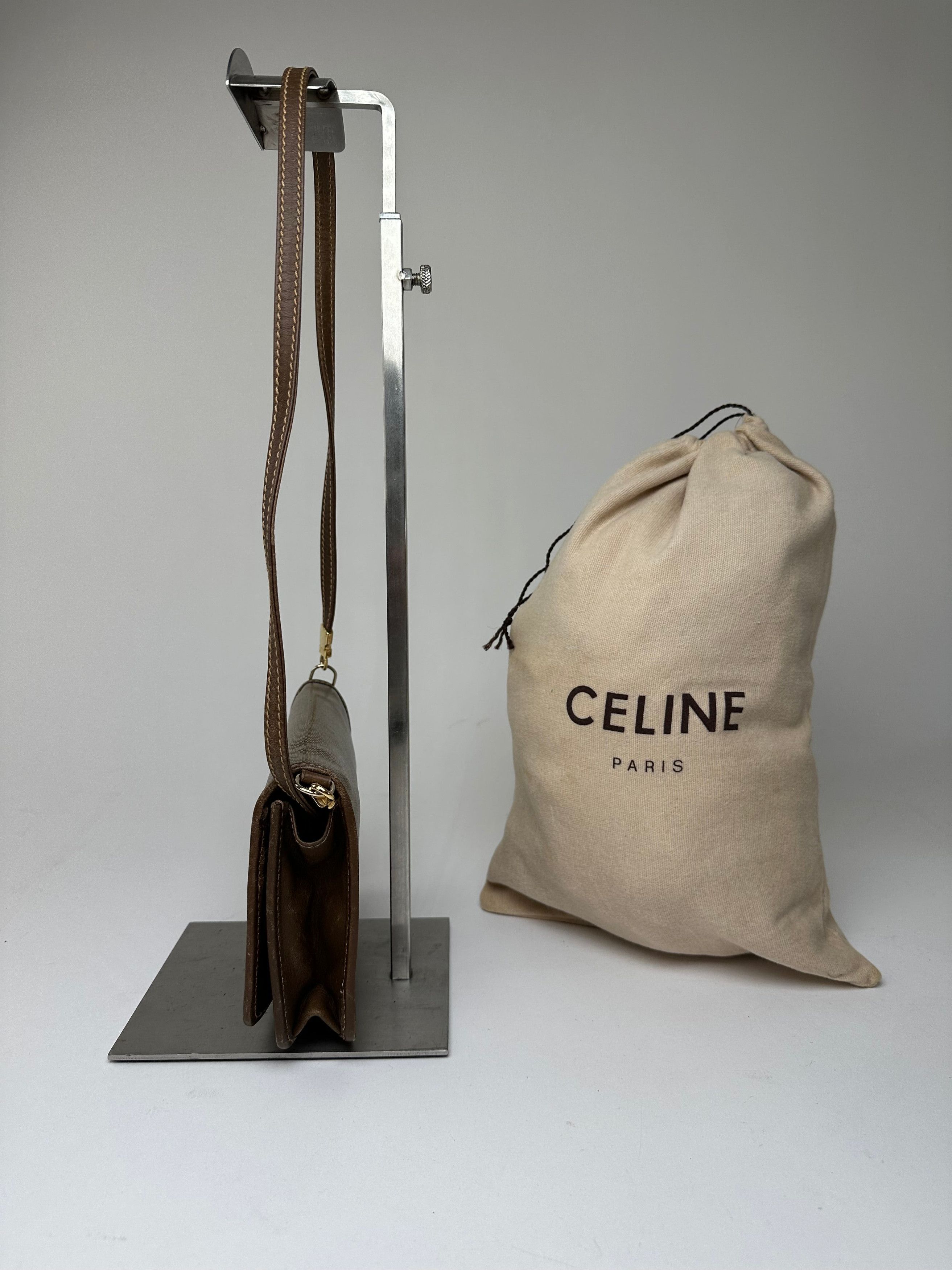Celine Vintage Coated Canvas Crossbody Flap Bag Brown Size ONE SIZE - 10 Thumbnail