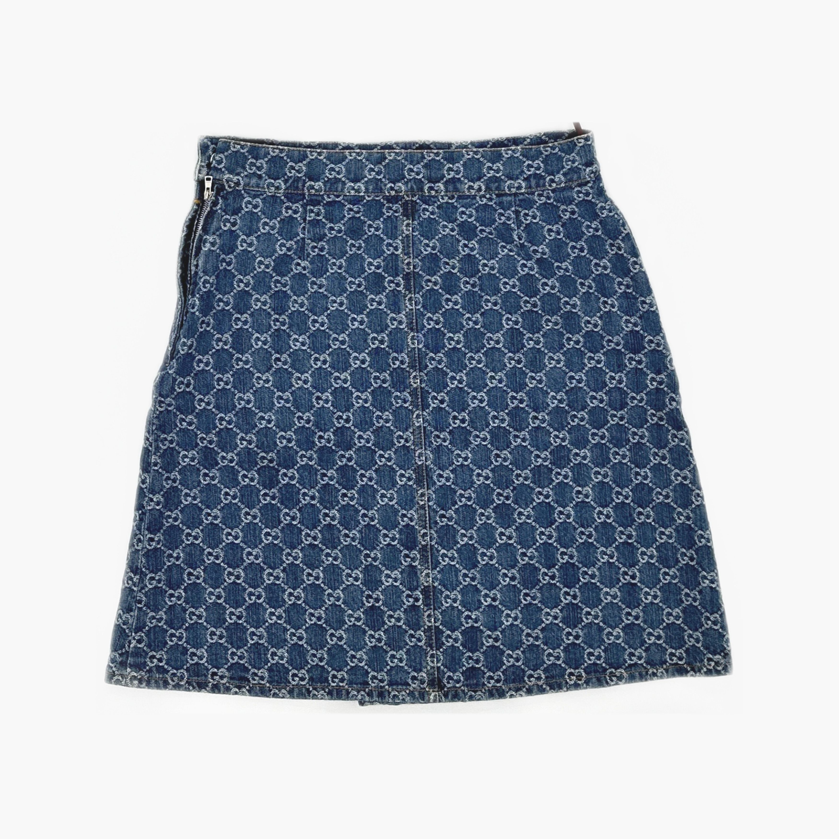Gucci Gucci Logo Denim Mini Skirt Size 38 Size 26" / US 2 / IT 38 - 2 Thumbnail