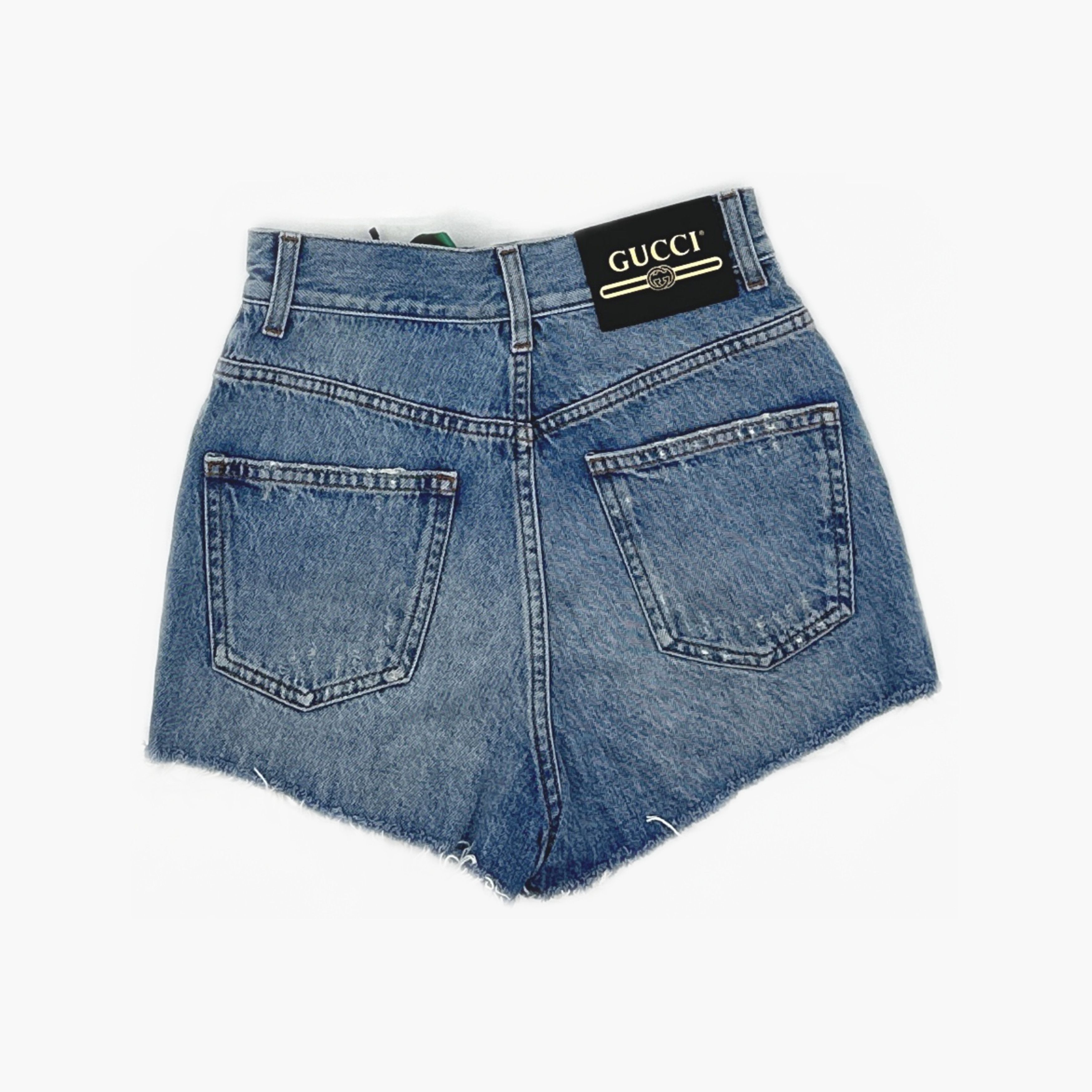 Gucci Gucci Apple Motif Denim Shorts Size 23 Size 23" - 2 Thumbnail