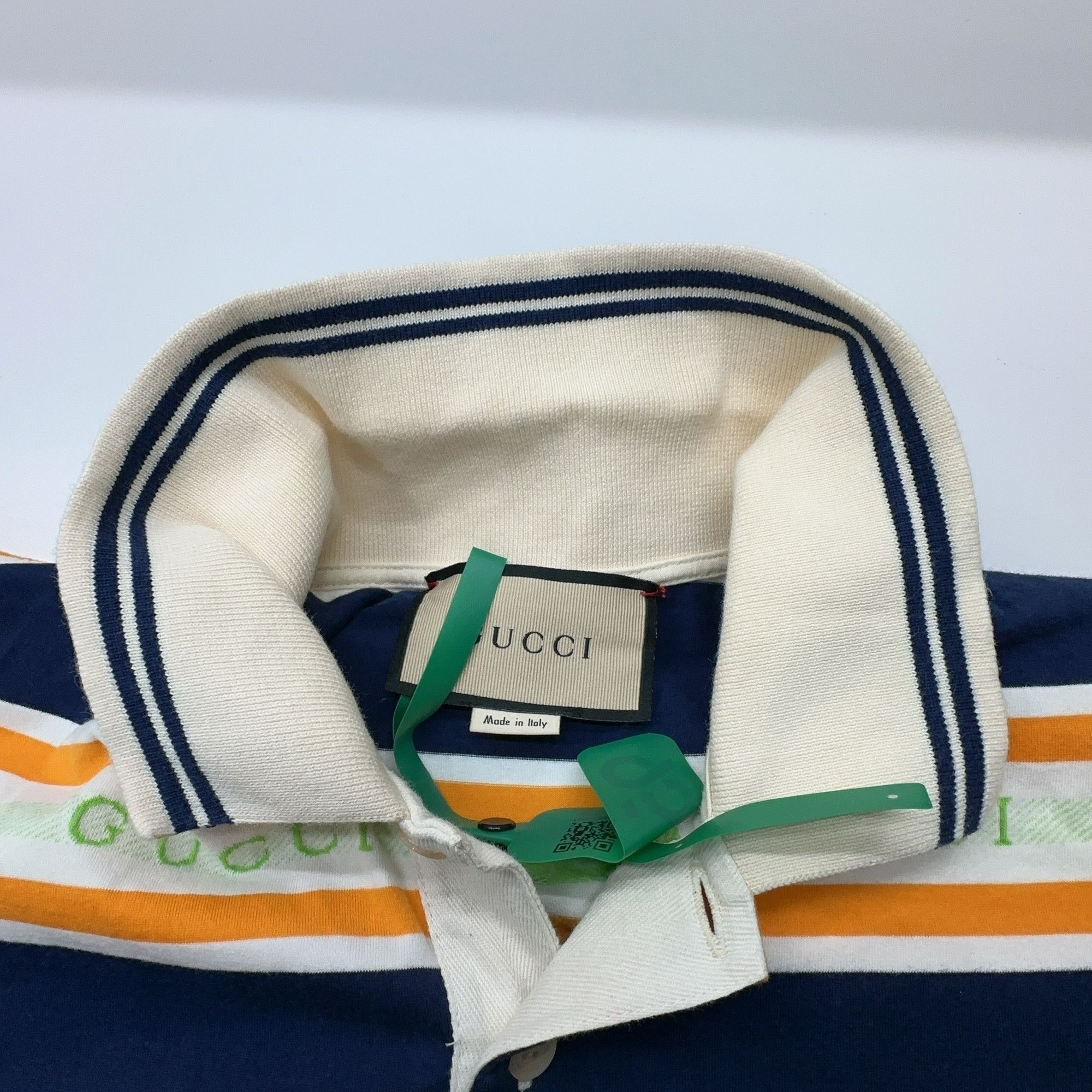 Gucci Gucci Logo Stripe Polo Size L Size US L / EU 52-54 / 3 - 6 Thumbnail