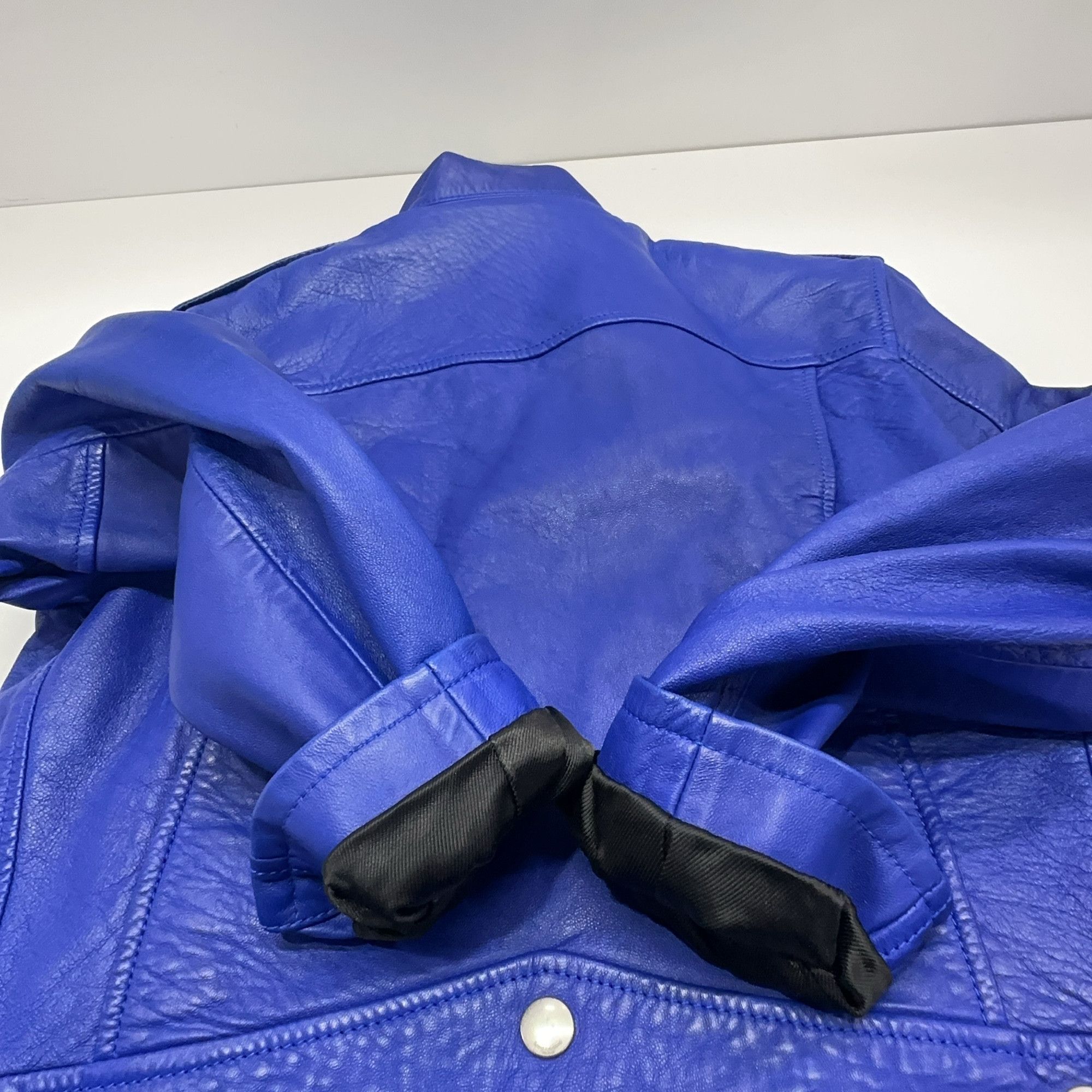 Saint Laurent Paris Saint Laurent Blue Leather Jacket F36 Size XS / US 0-2 / IT 36-38 - 14 Thumbnail
