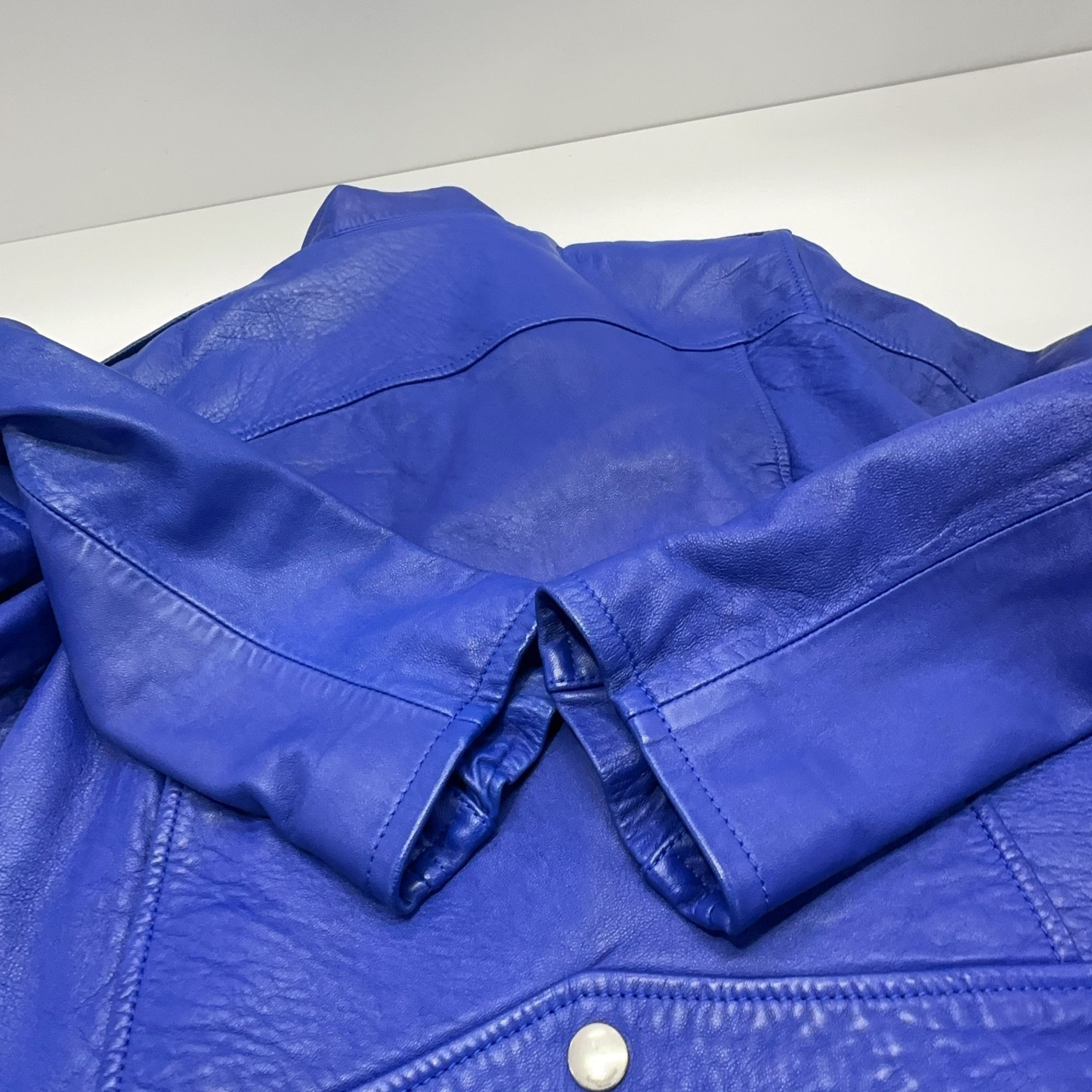 Saint Laurent Paris Saint Laurent Blue Leather Jacket F36 Size XS / US 0-2 / IT 36-38 - 13 Thumbnail