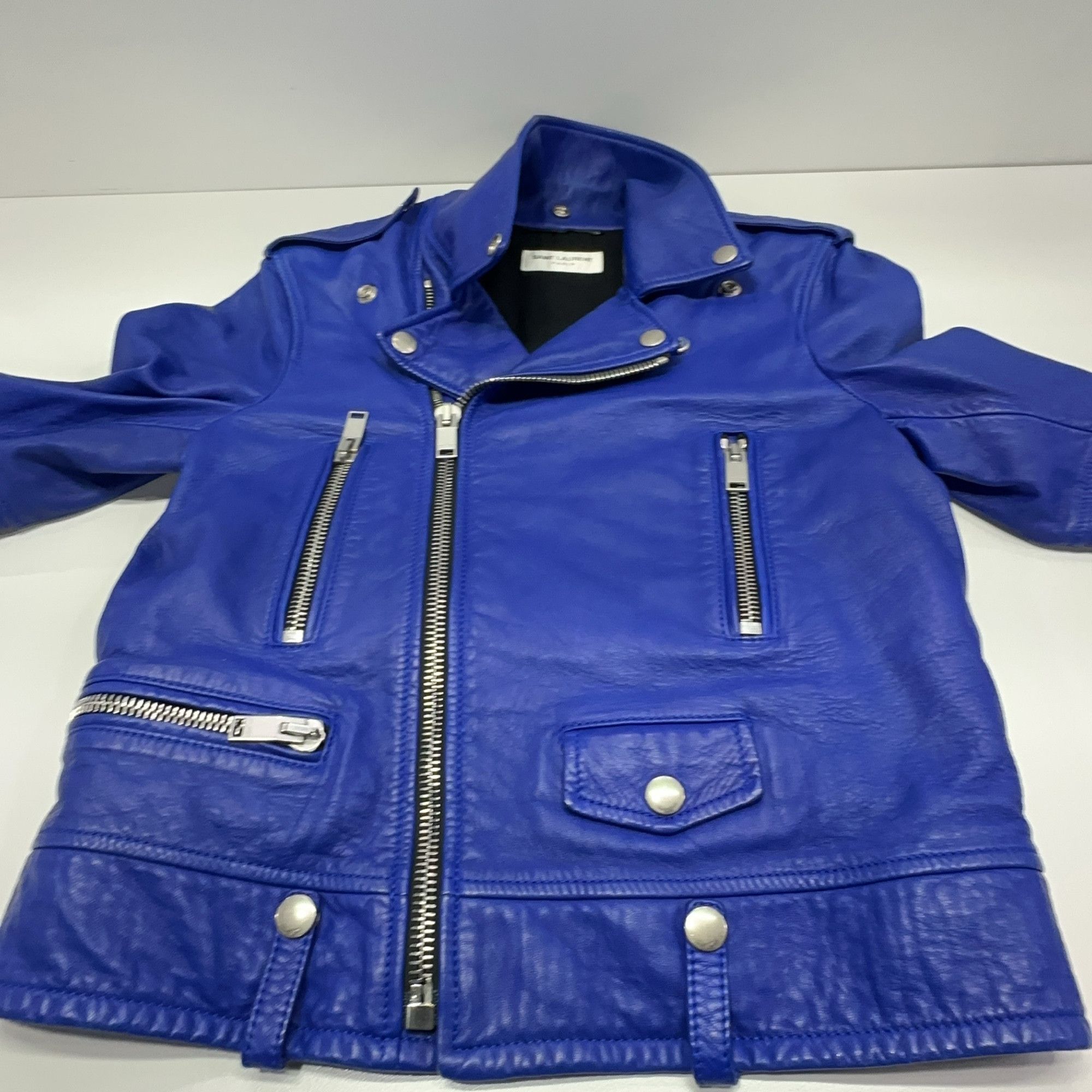 Saint Laurent Paris Saint Laurent Blue Leather Jacket F36 Size XS / US 0-2 / IT 36-38 - 9 Thumbnail