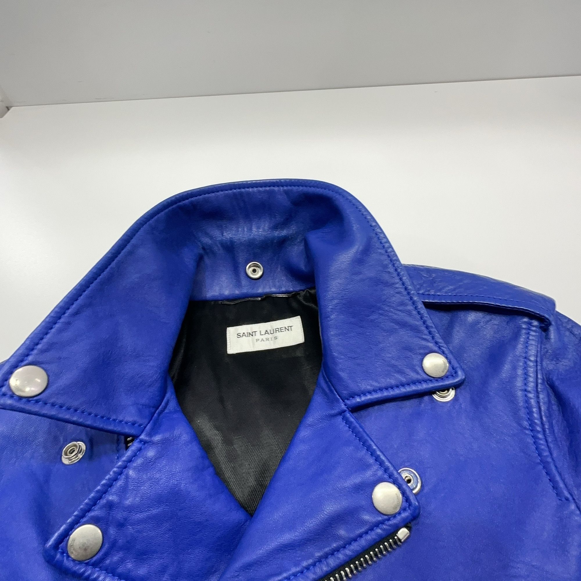 Saint Laurent Paris Saint Laurent Blue Leather Jacket F36 Size XS / US 0-2 / IT 36-38 - 8 Thumbnail