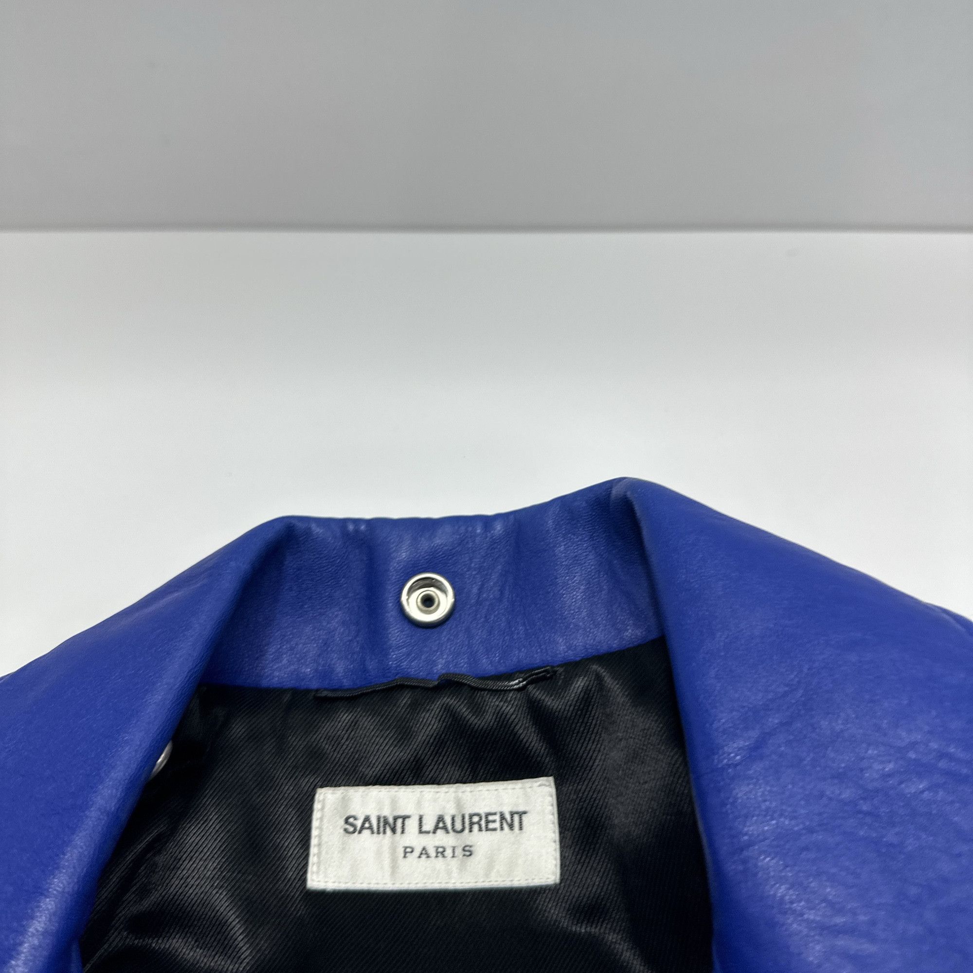 Saint Laurent Paris Saint Laurent Blue Leather Jacket F36 Size XS / US 0-2 / IT 36-38 - 3 Thumbnail
