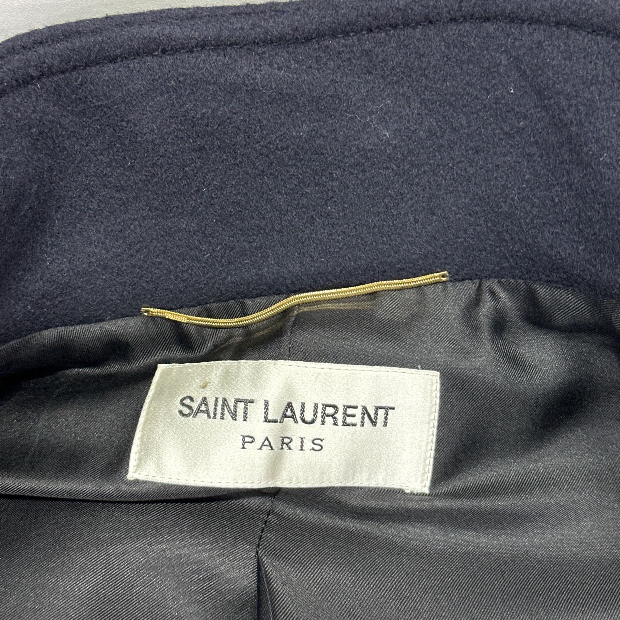 Saint Laurent Paris Saint Laurent Navy Wool Coat Size 36 Size XS / US 0-2 / IT 36-38 - 3 Thumbnail