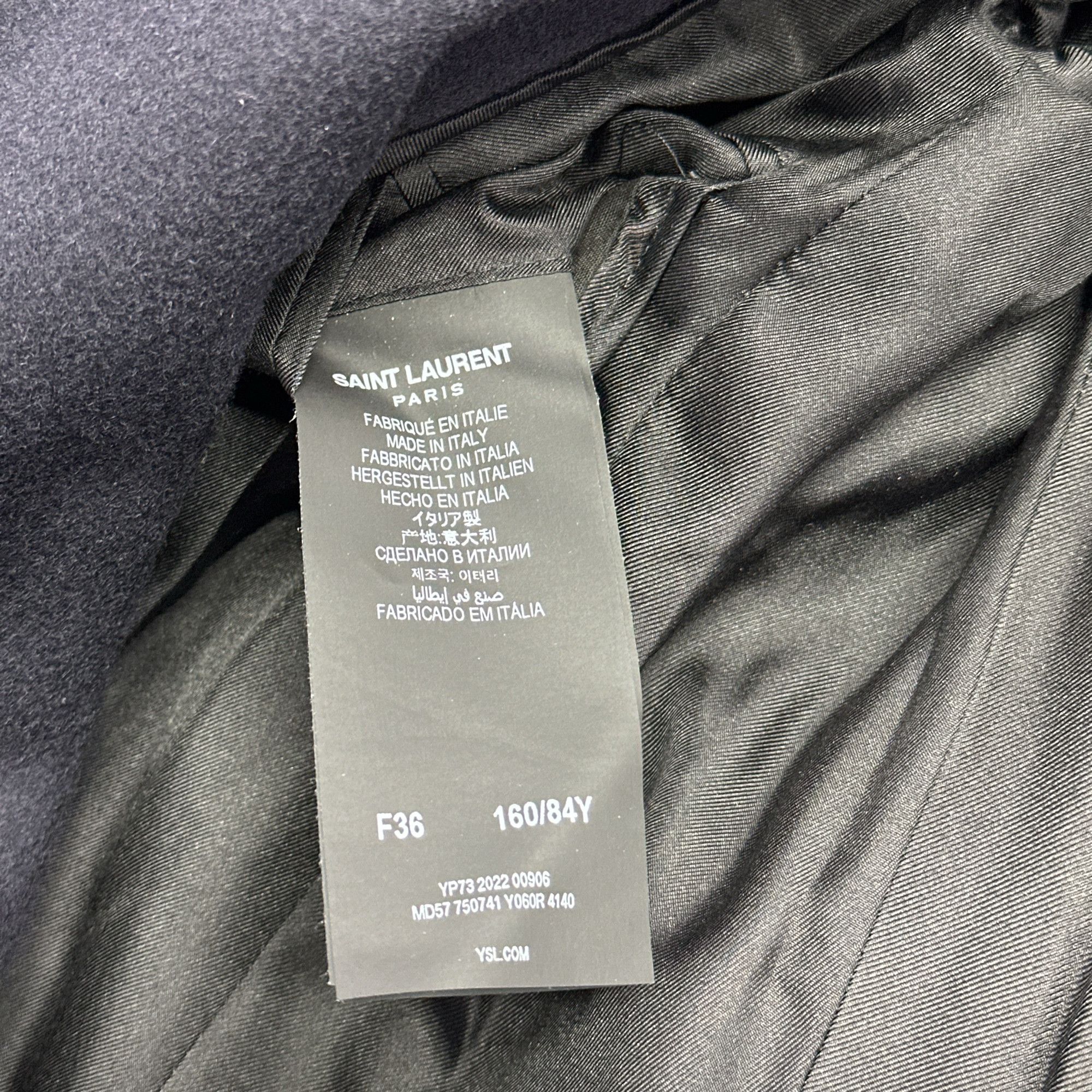Saint Laurent Paris Saint Laurent Navy Wool Coat Size 36 Size XS / US 0-2 / IT 36-38 - 5 Thumbnail