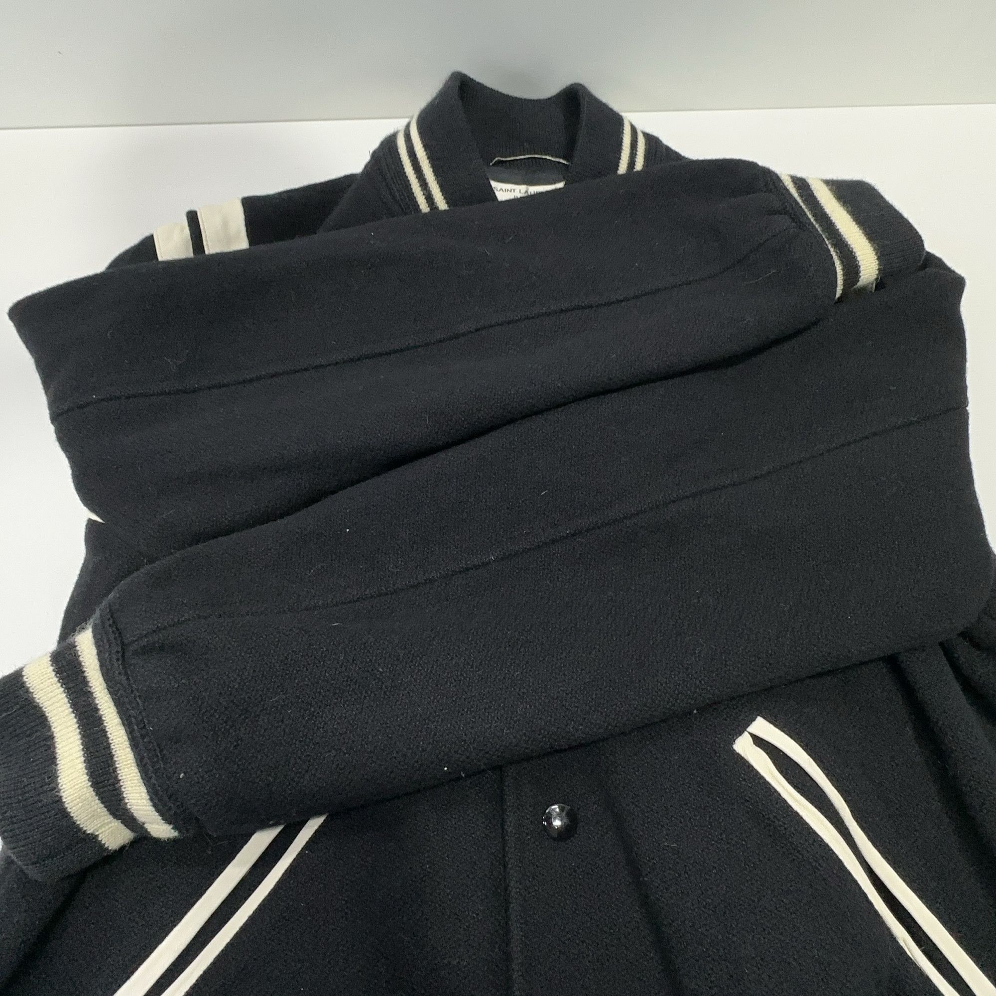 Saint Laurent Paris Saint Laurent Contrast Striped Bomber Jacket Size M Size US M / EU 48-50 / 2 - 7 Thumbnail