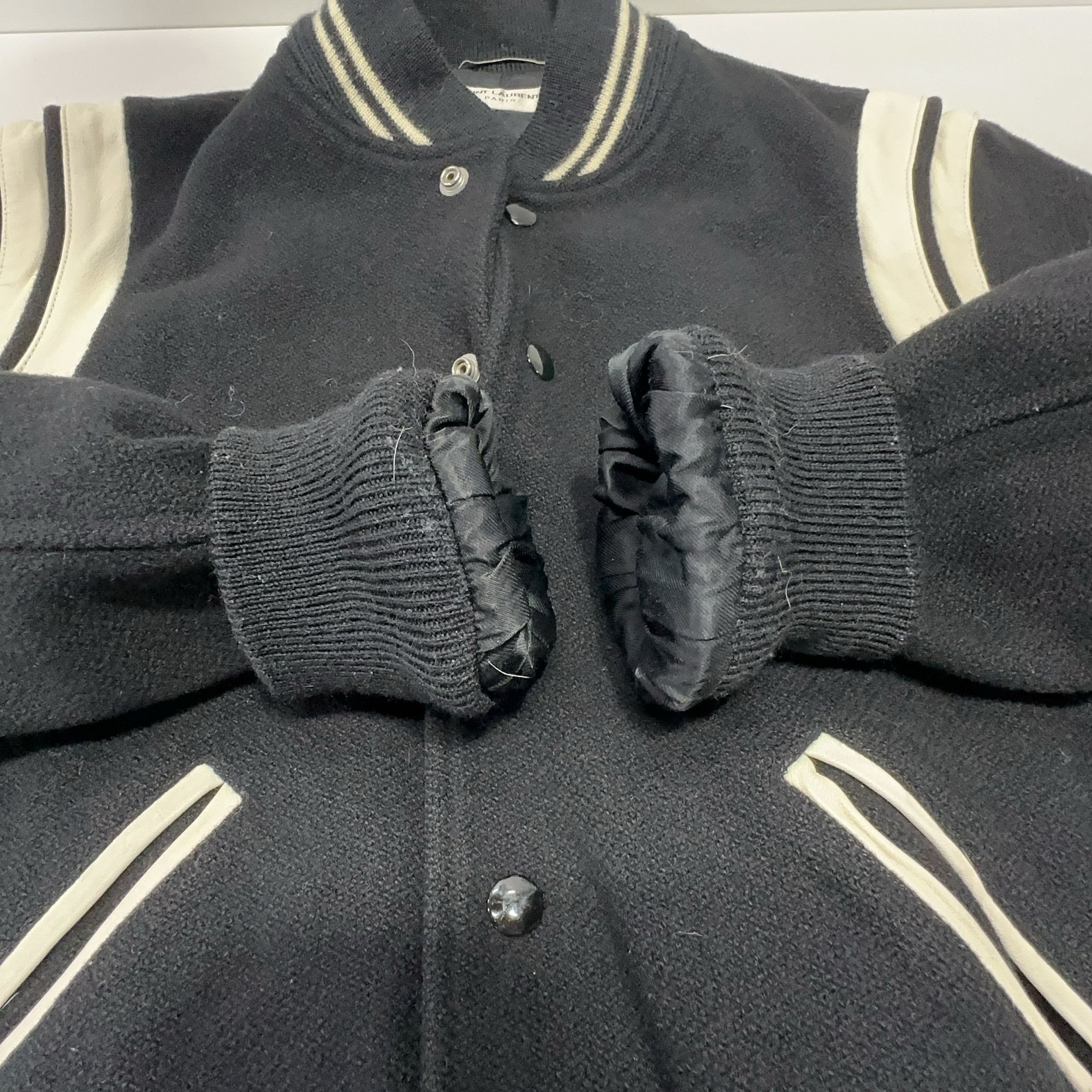 Saint Laurent Paris Saint Laurent Contrast Striped Bomber Jacket Size M Size US M / EU 48-50 / 2 - 6 Thumbnail