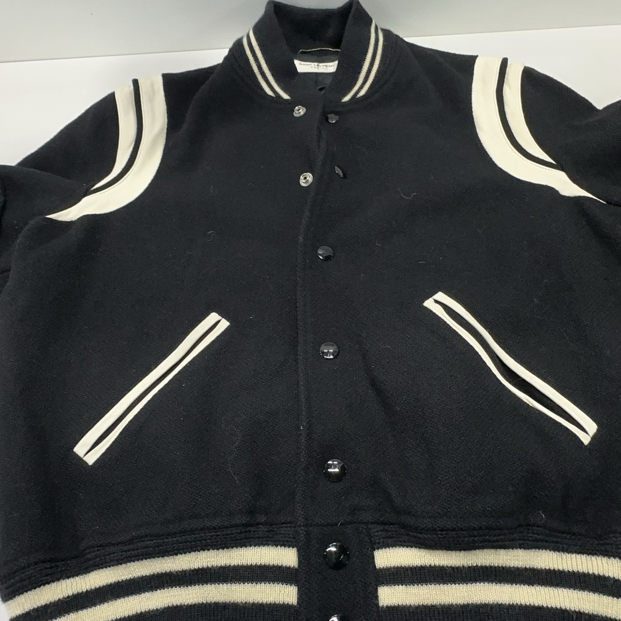 Saint Laurent Paris Saint Laurent Contrast Striped Bomber Jacket Size M Size US M / EU 48-50 / 2 - 9 Thumbnail