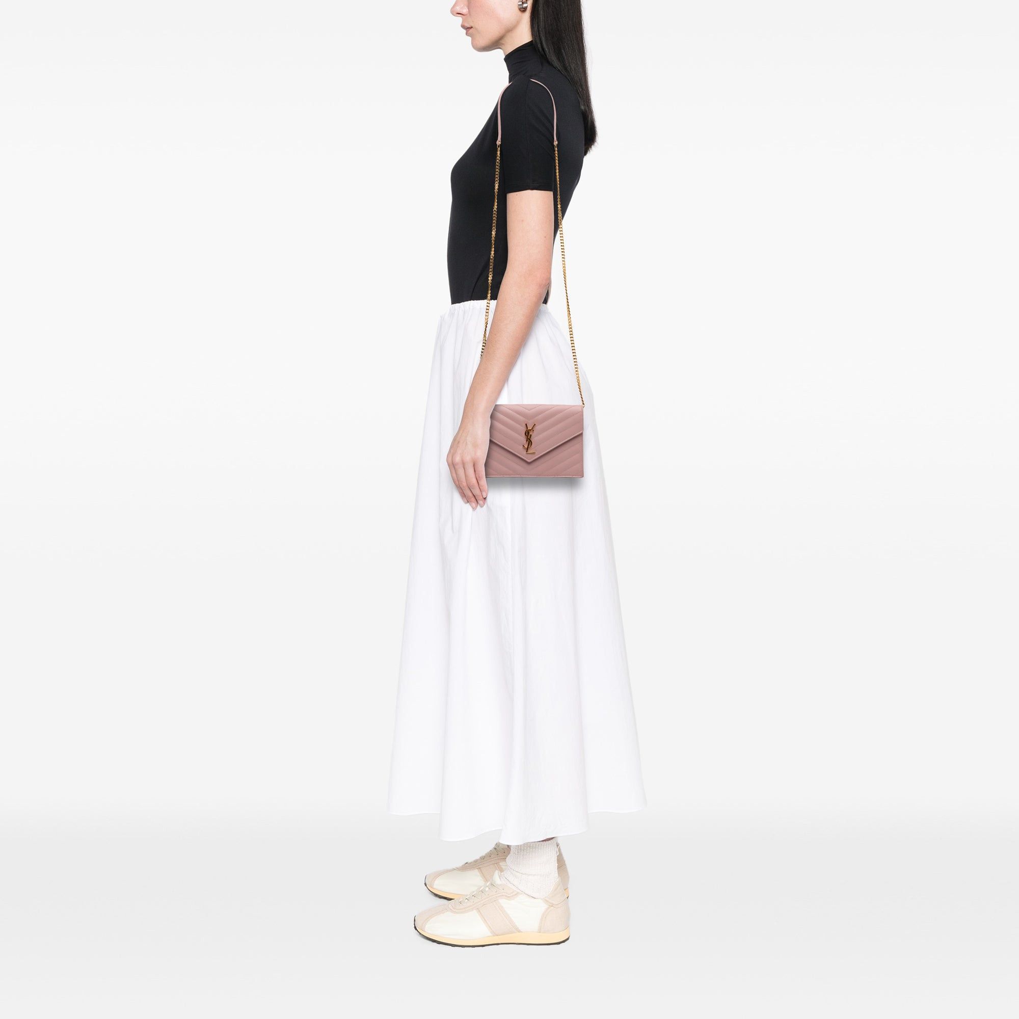 Saint Laurent Paris Grain De Poudre Cassandre Envelope Chain Wallet Size ONE SIZE - 6 Thumbnail