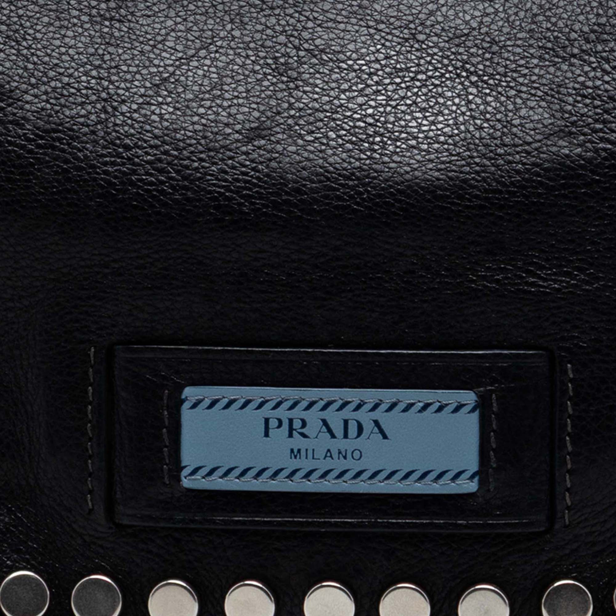 Prada Glace Calfskin Studded Etiquette Flap Size ONE SIZE - 6 Thumbnail